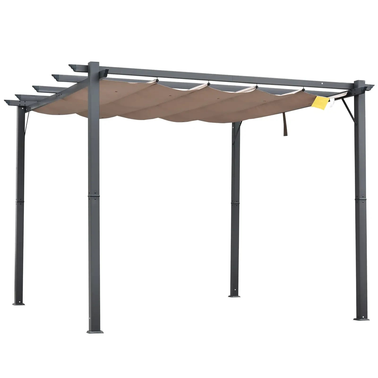 Pergola Gazebo Canopy Sun Shade Shelter With Retractable Canopy Roof Brown - Home and Garden Furniture Shop - rustic - furniture