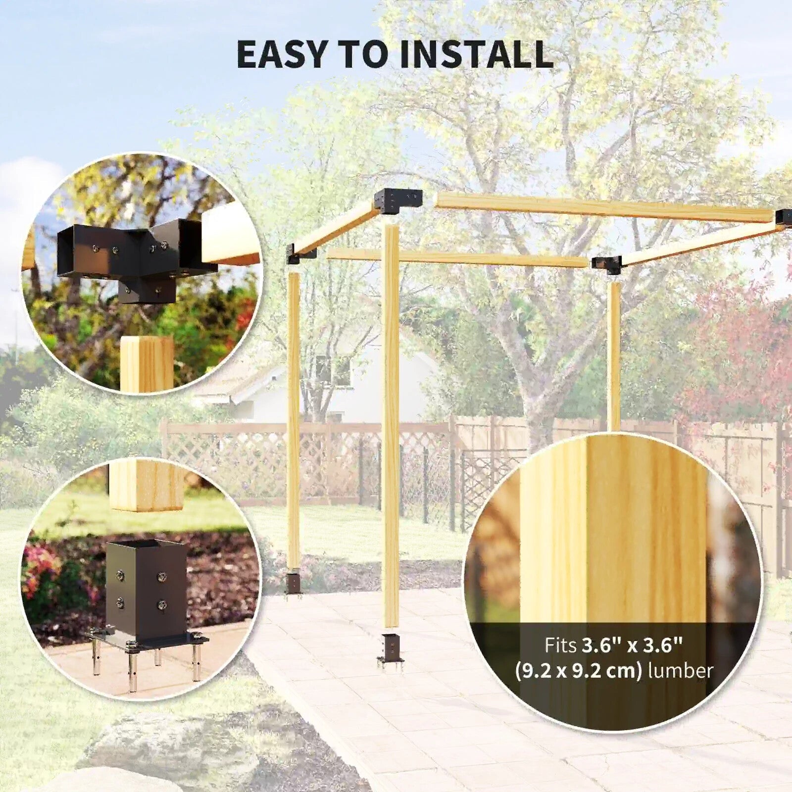 Pergola Kit DIY Brackets 3 Way Corner and Post Base for 4 x 4 3.6 x 3.6 Timber - Home and Garden Furniture Shop - rustic - furniture