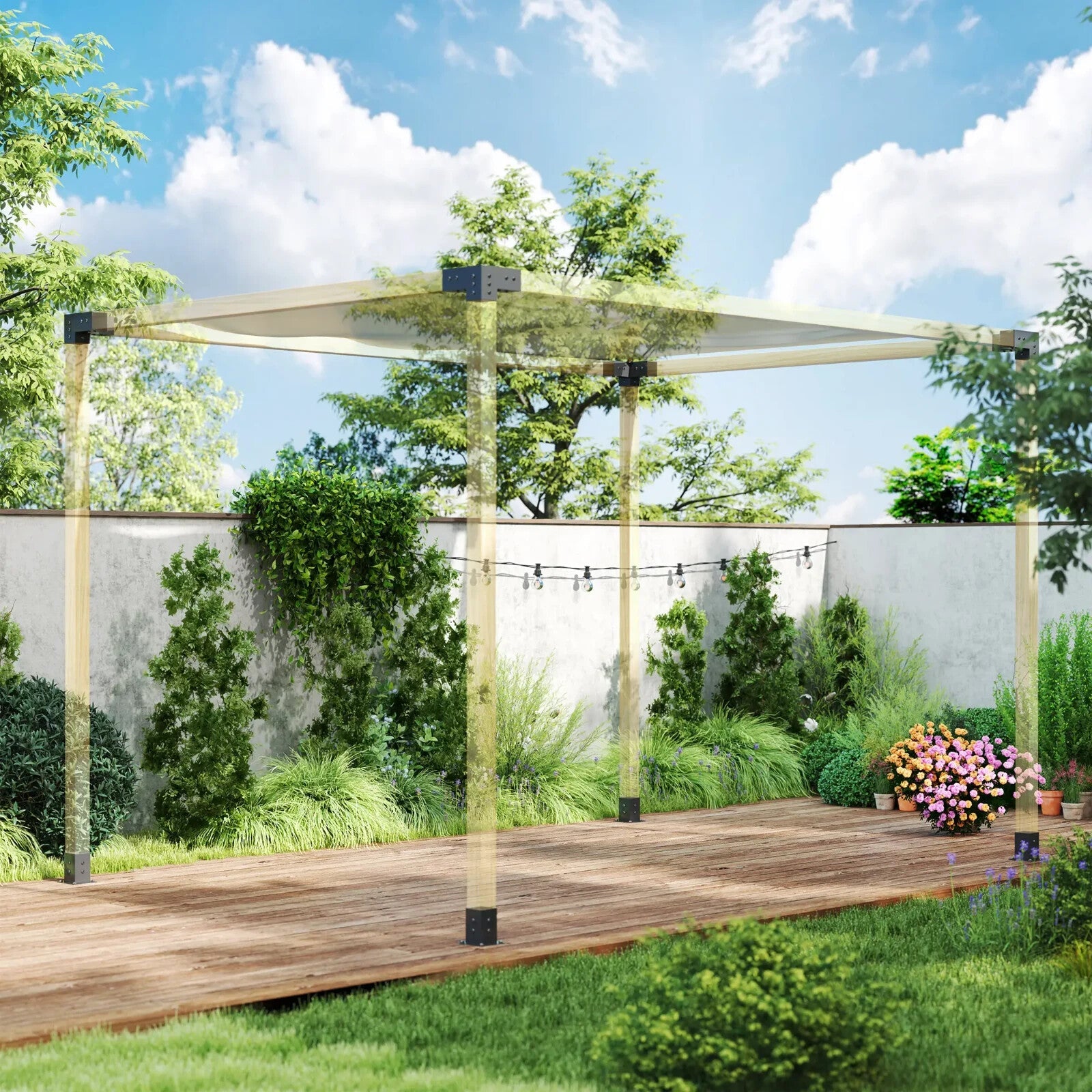 Pergola Kit DIY Brackets 3 Way Corner and Post Base for 4 x 4 3.6 x 3.6 Timber - Home and Garden Furniture Shop - rustic - furniture