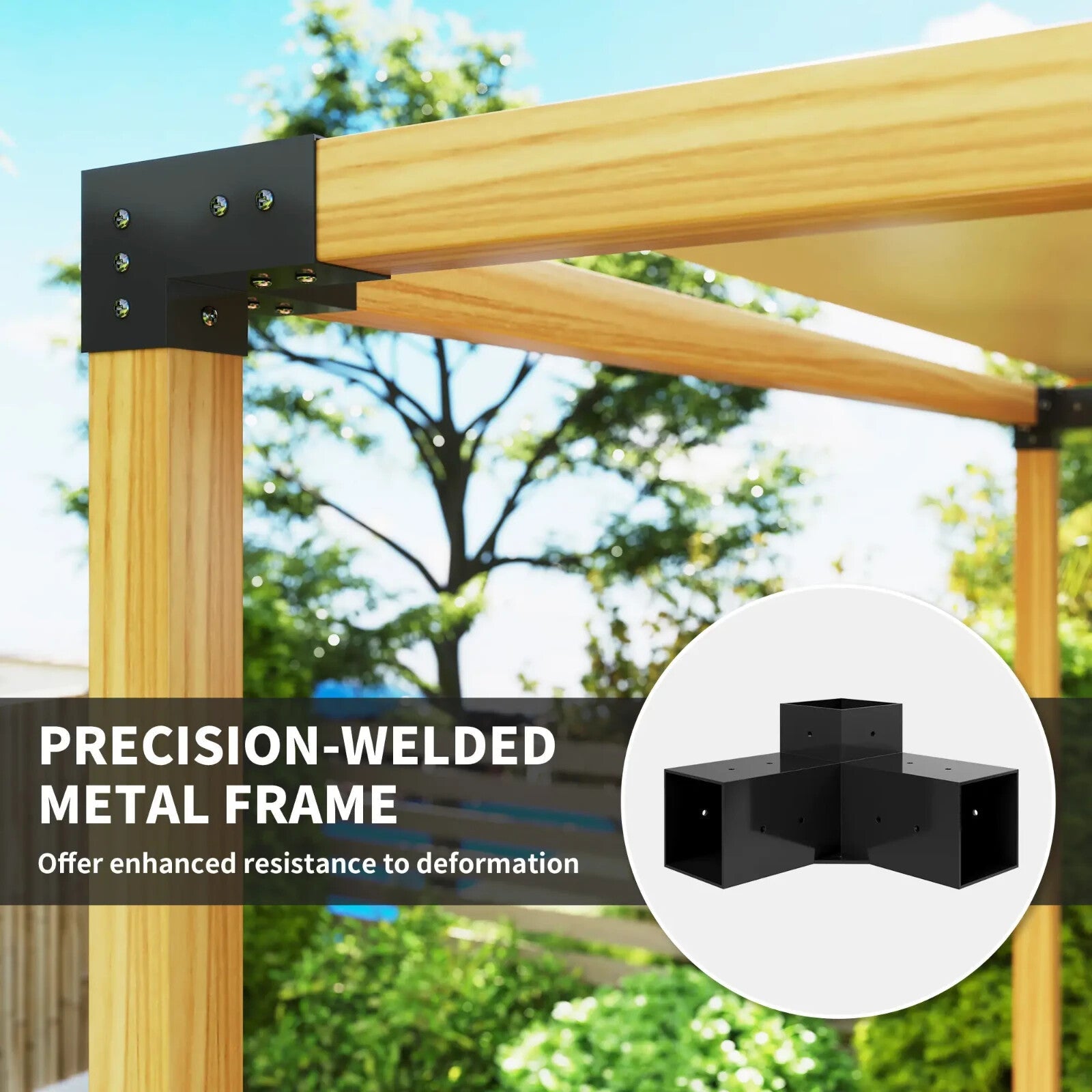 Pergola Kit DIY Brackets 3 Way Corner and Post Base for 4 x 4 3.6 x 3.6 Timber - Home and Garden Furniture Shop - rustic - furniture
