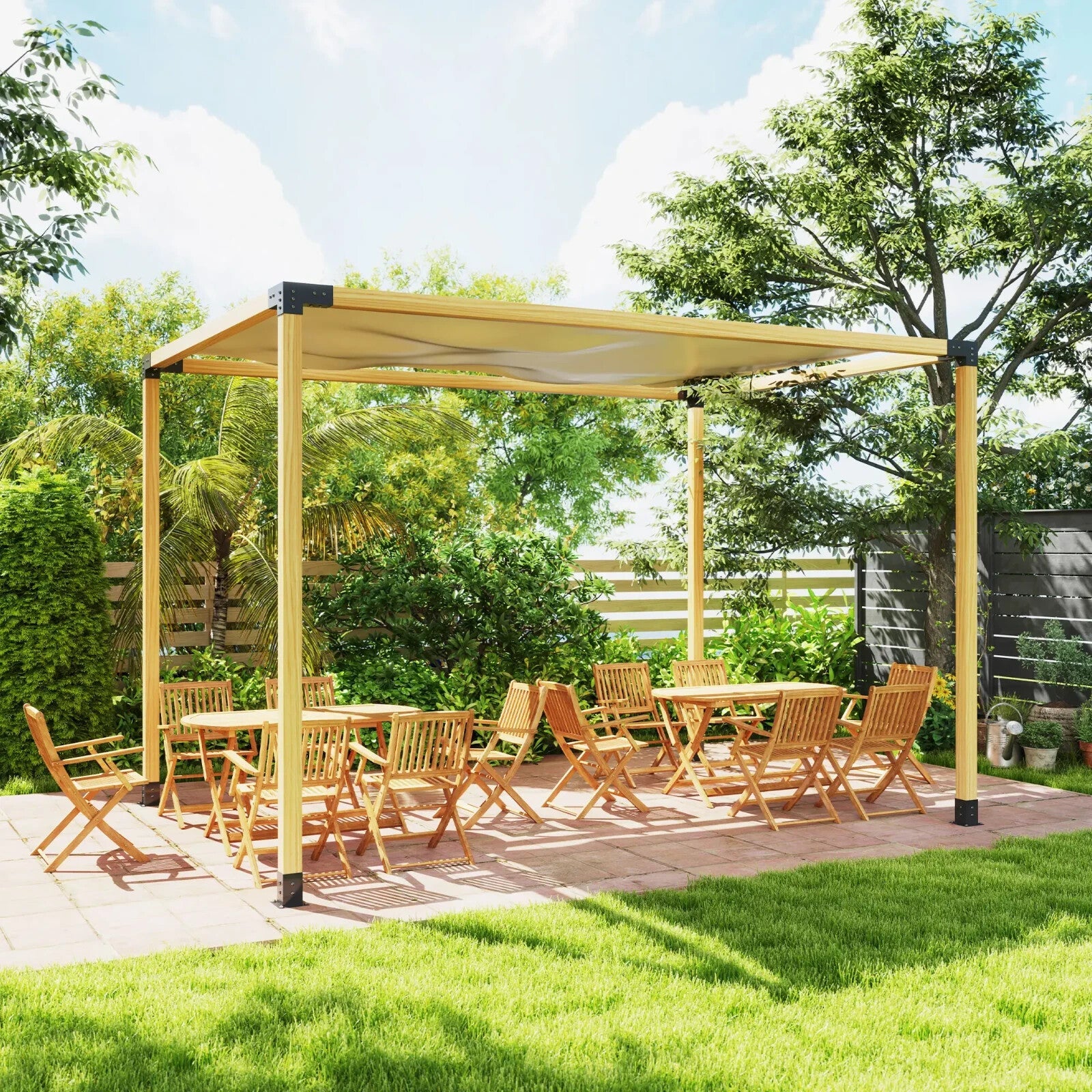 Pergola Kit DIY Brackets 3 Way Corner and Post Base for 4 x 4 3.6 x 3.6 Timber - Home and Garden Furniture Shop - rustic - furniture
