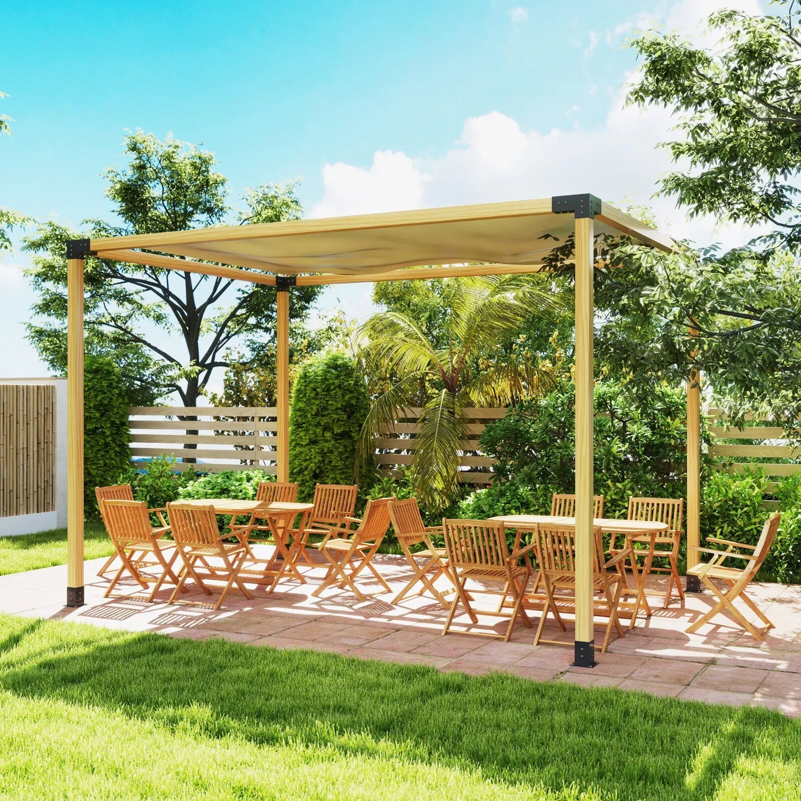 Pergola Kit DIY Brackets 3 Way Corner and Post Base for 4 x 4 3.6 x 3.6 Timber - Home and Garden Furniture Shop - rustic - furniture