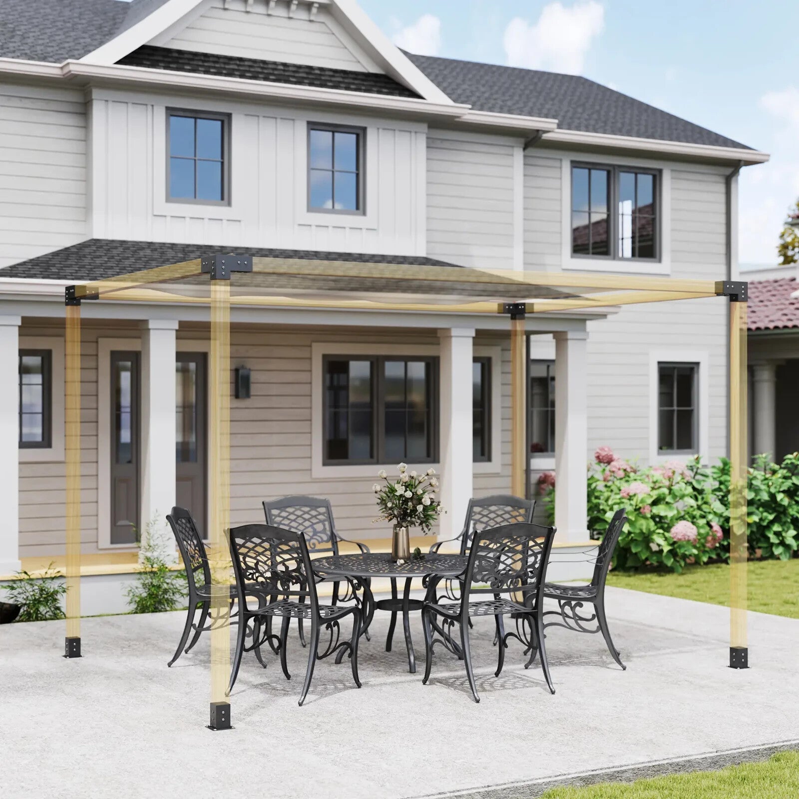 Pergola Kit DIY Brackets 3 Way Corner and Post Base for 4 x 4 3.6 x 3.6 Timber - Home and Garden Furniture Shop - rustic - furniture