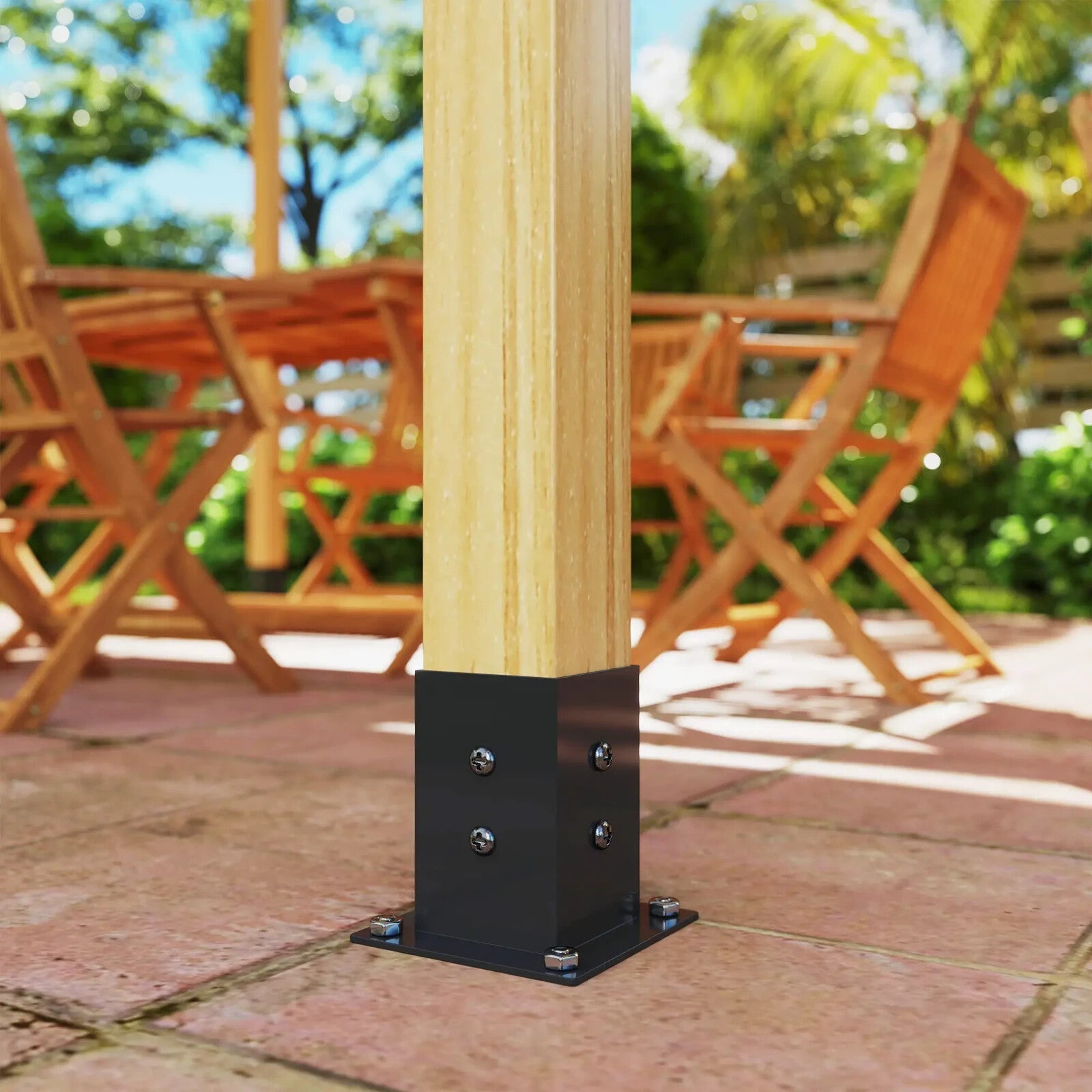 Pergola Kit DIY Brackets 3 Way Corner and Post Base for 4 x 4 3.6 x 3.6 Timber - Home and Garden Furniture Shop - rustic - furniture