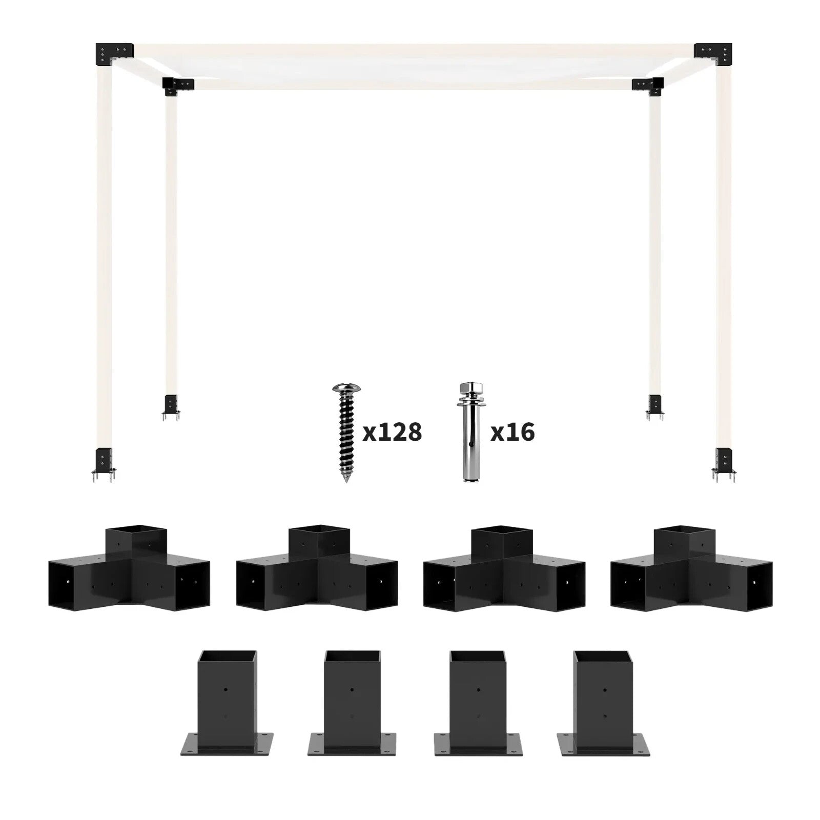 Pergola Kit DIY Brackets 3 Way Corner and Post Base for 4 x 4 3.6 x 3.6 Timber - Home and Garden Furniture Shop - rustic - furniture
