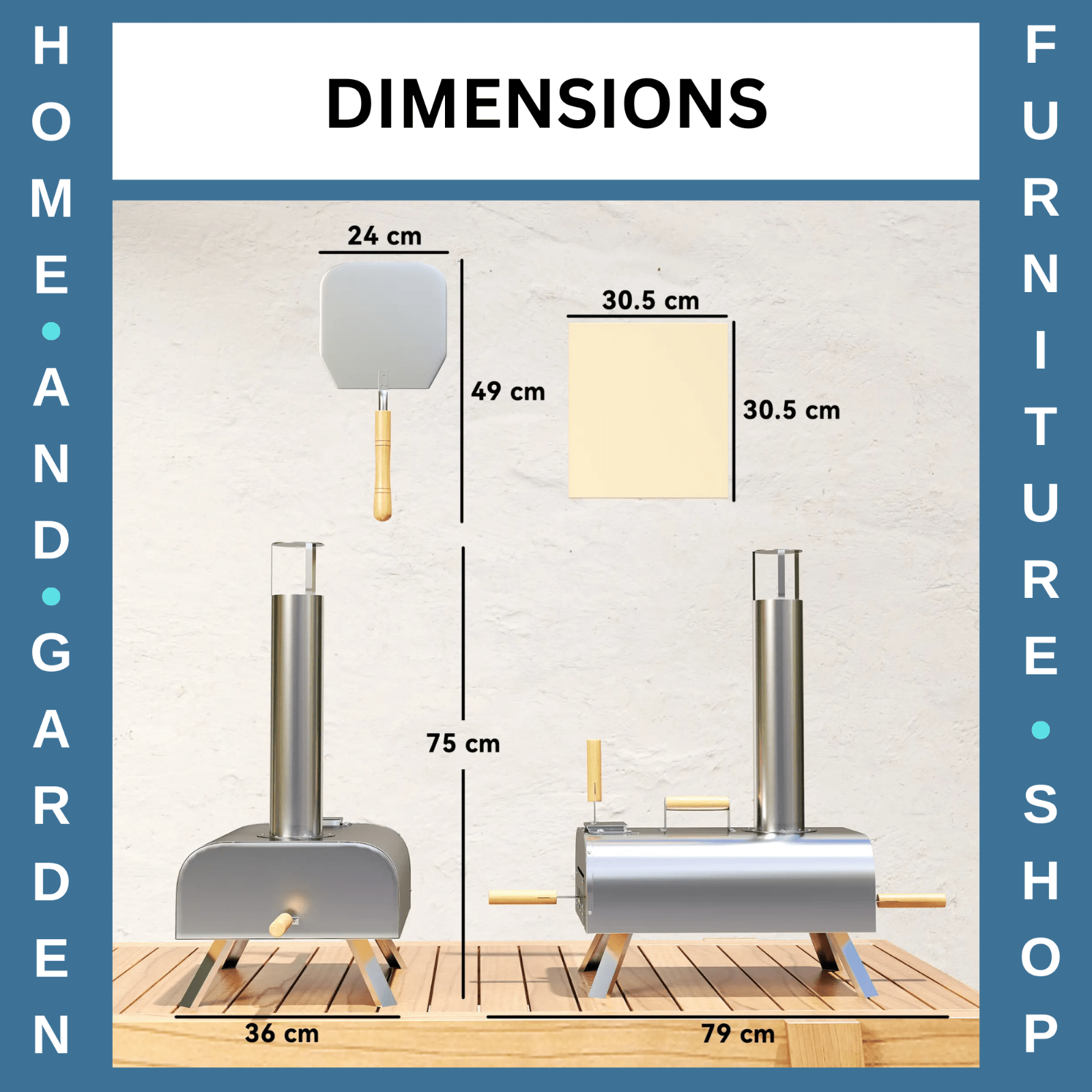 Pizza Oven Portable Stainless Steel with Pizza Stone & Foldable Legs Silver - Home and Garden Furniture Shop - rustic - furniture