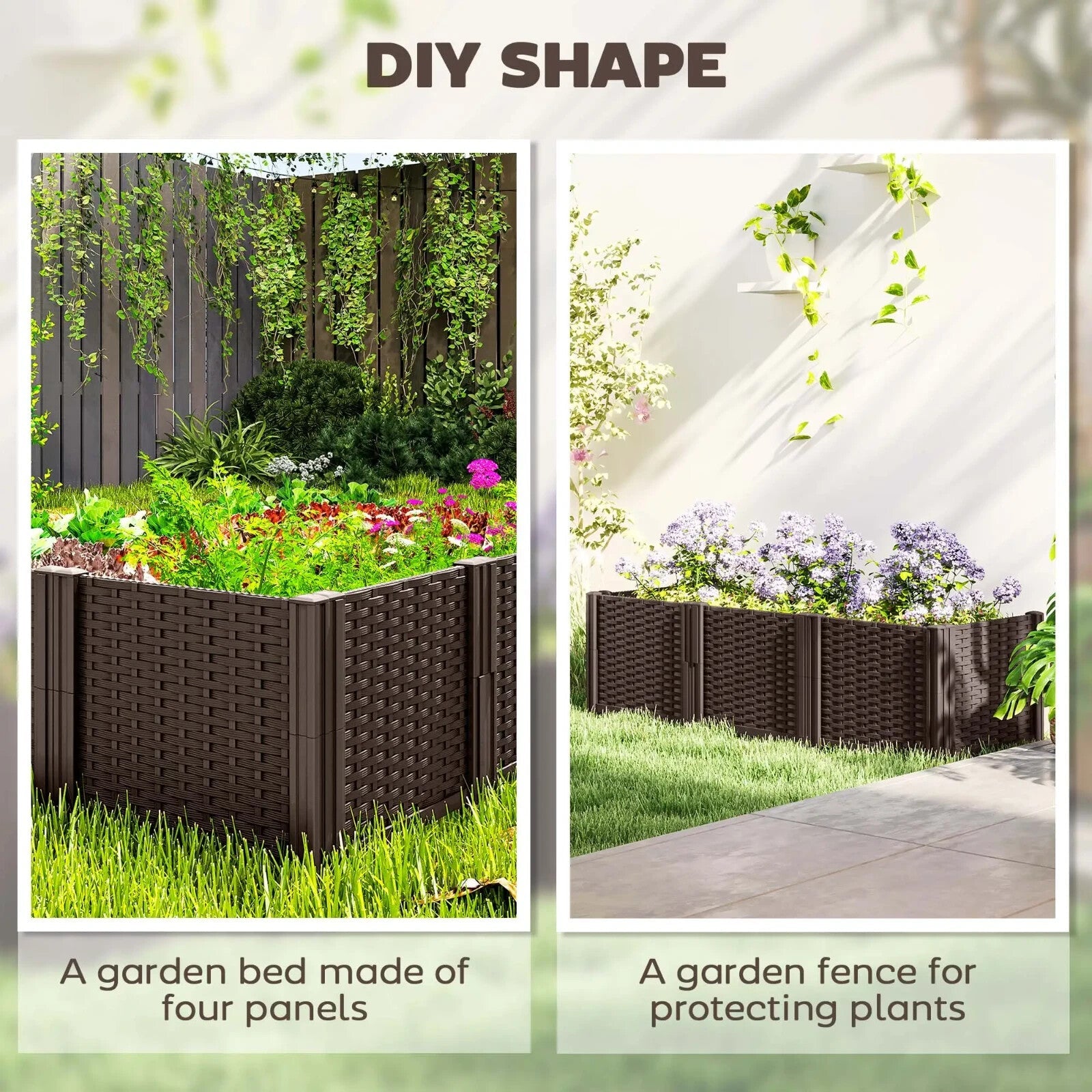 Plastic Raised Garden Bed Modular Planter Box Garden Fence Border for Vegetables - Home and Garden Furniture Shop - rustic - furniture