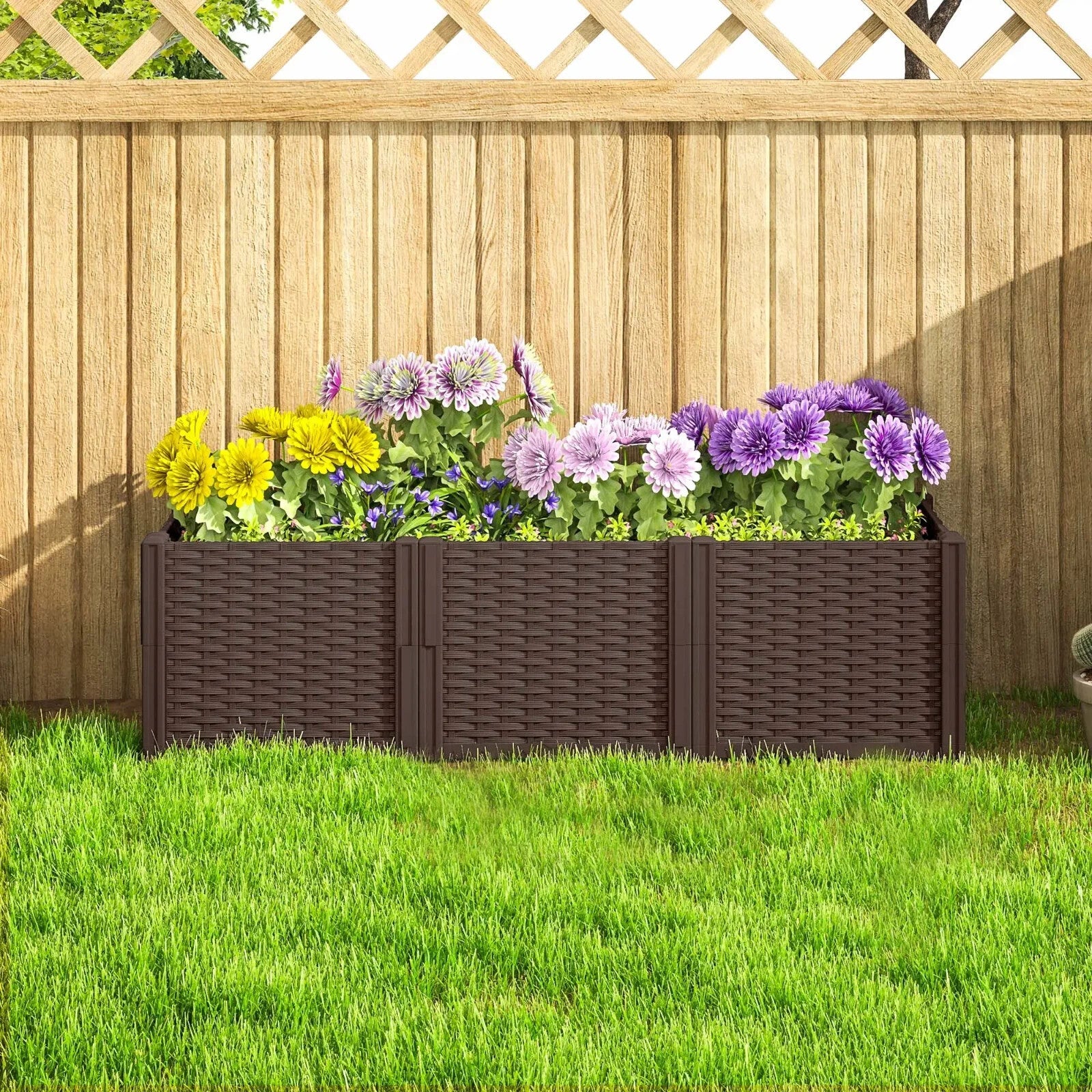 Plastic Raised Garden Bed Modular Planter Box Garden Fence Border for Vegetables - Home and Garden Furniture Shop - rustic - furniture
