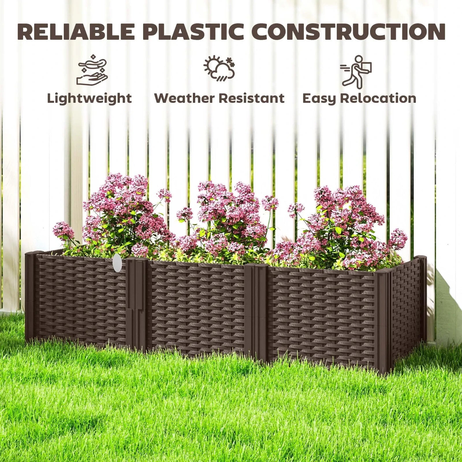 Plastic Raised Garden Bed Modular Planter Box Garden Fence Border for Vegetables - Home and Garden Furniture Shop - rustic - furniture
