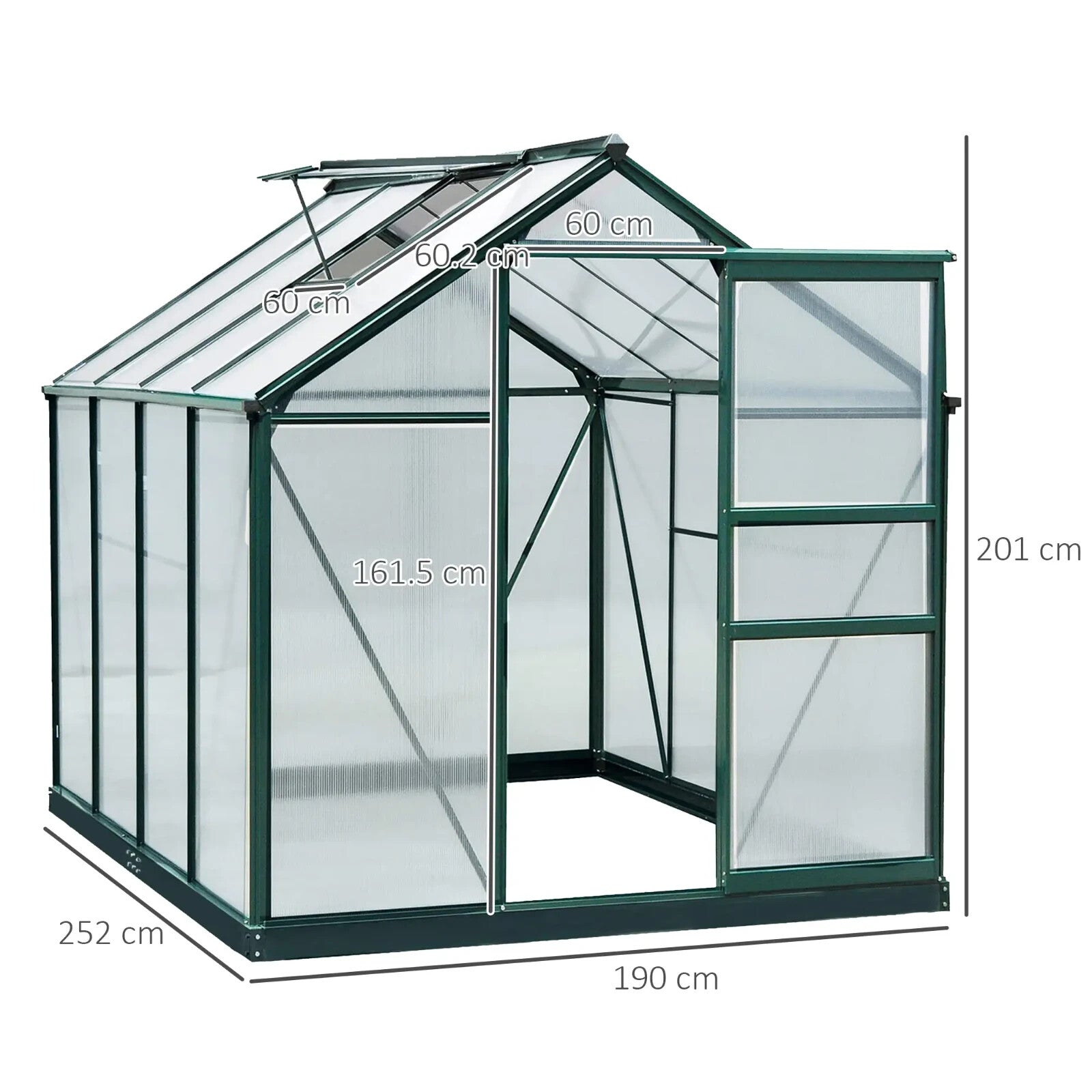 Polycarbonate Greenhouse Aluminium Frame w/ Foundation & Slide Door Dark Green - Home and Garden Furniture Shop - rustic - furniture