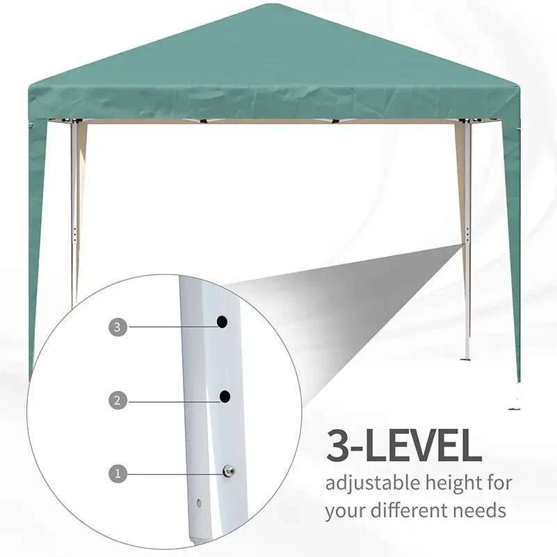Pop Up Gazebo Marquee Tent Steel Frame w/ Carrying Bag & Adjustable Height Green - Home and Garden Furniture Shop - rustic - furniture