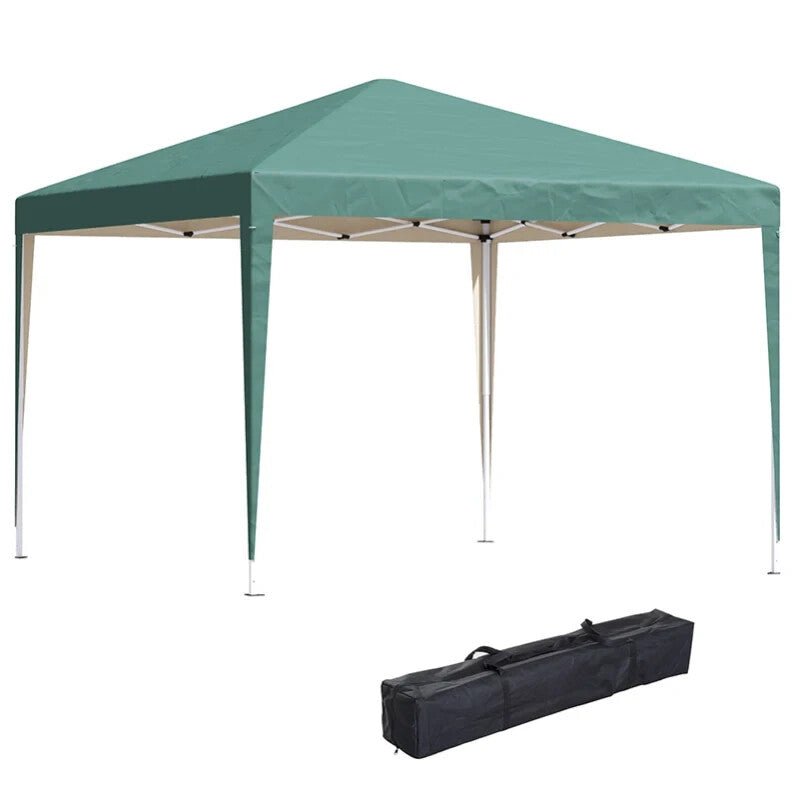 Pop Up Gazebo Marquee Tent Steel Frame w/ Carrying Bag & Adjustable Height Green - Home and Garden Furniture Shop - rustic - furniture