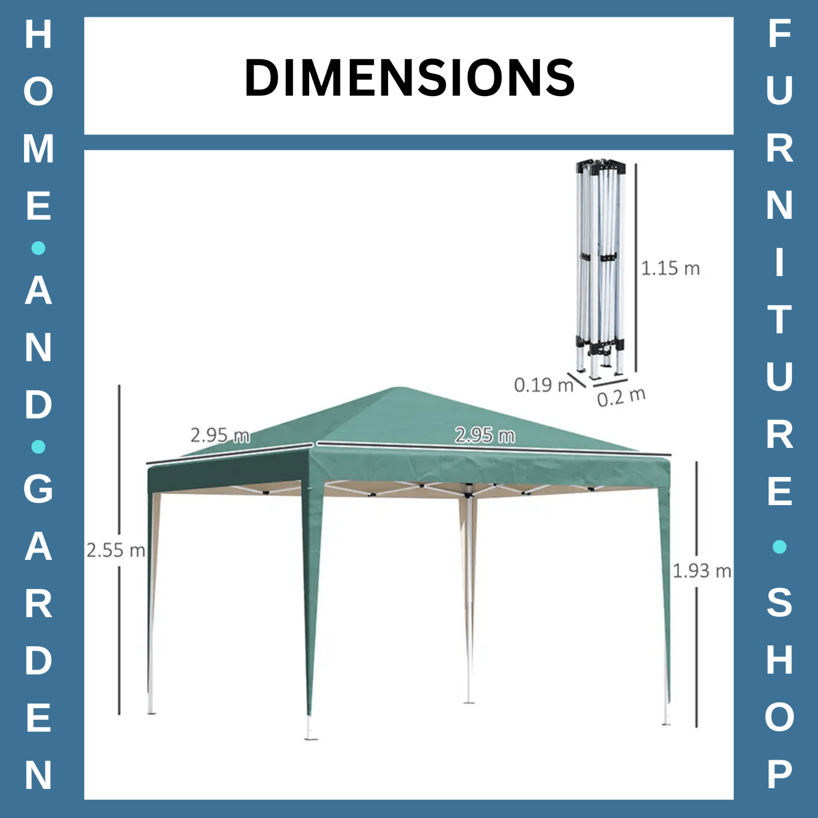 Pop Up Gazebo Marquee Tent Steel Frame w/ Carrying Bag & Adjustable Height Green - Home and Garden Furniture Shop - rustic - furniture