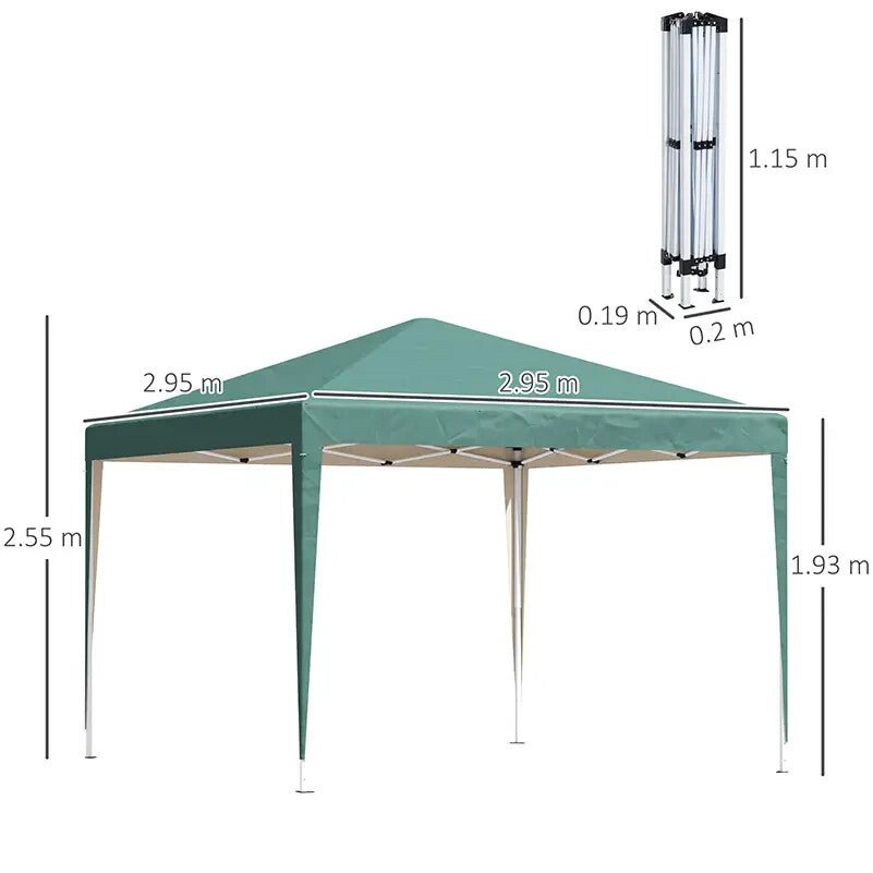 Pop Up Gazebo Marquee Tent Steel Frame w/ Carrying Bag & Adjustable Height Green - Home and Garden Furniture Shop - rustic - furniture