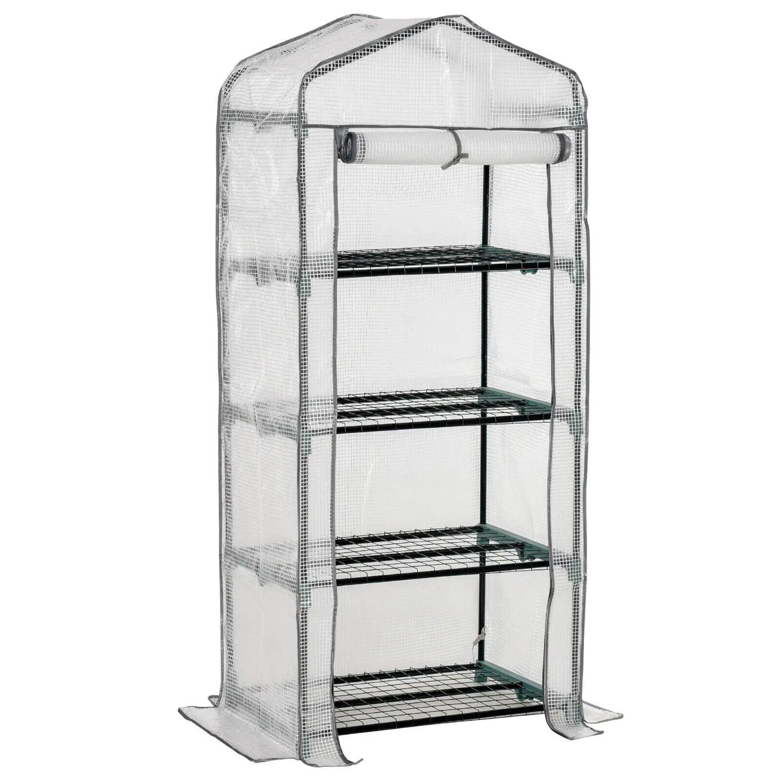 Portable 4 Tier Mini Greenhouse Plant Grow House Shed with Clear Cover Outdoor - Home and Garden Furniture Shop - #rustic - furniture#