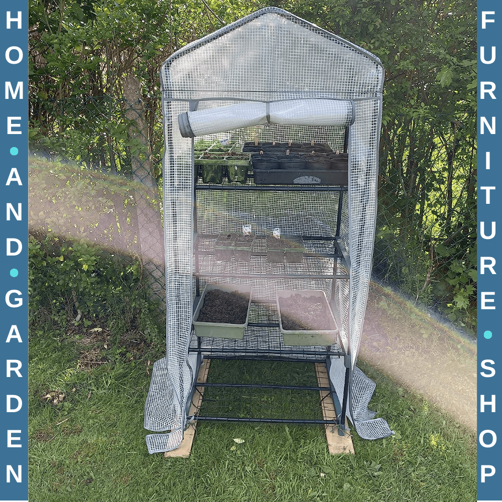 Portable 4 Tier Mini Greenhouse Plant Grow House Shed with Clear Cover Outdoor - Home and Garden Furniture Shop - #rustic - furniture#