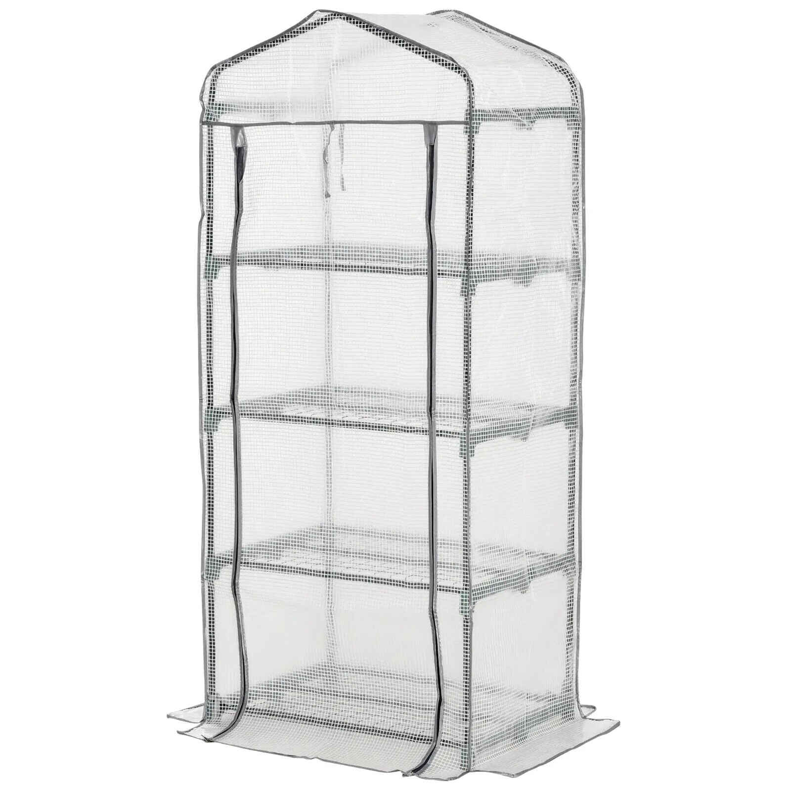 Portable 4 Tier Mini Greenhouse Plant Grow House Shed with Clear Cover Outdoor - Home and Garden Furniture Shop - #rustic - furniture#
