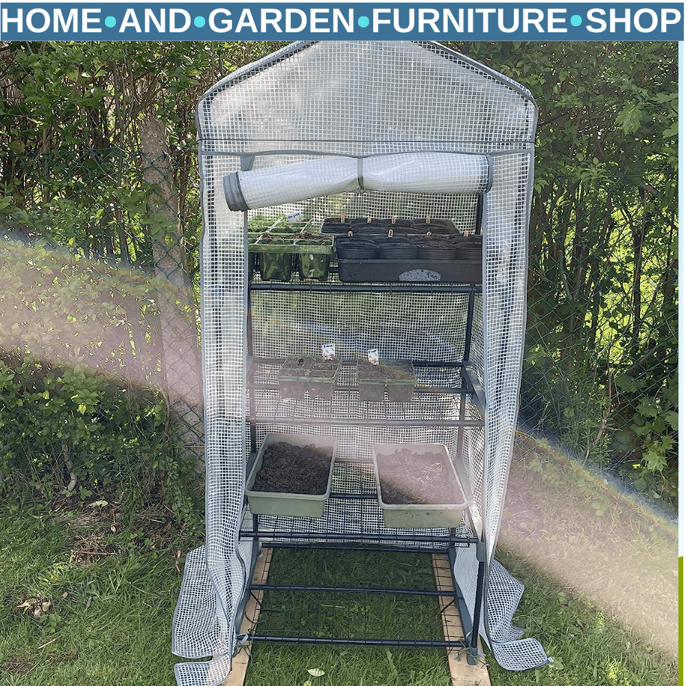 Portable 4 Tier Mini Greenhouse Plant Grow House Shed with Clear Cover Outdoor - Home and Garden Furniture Shop - #rustic - furniture#