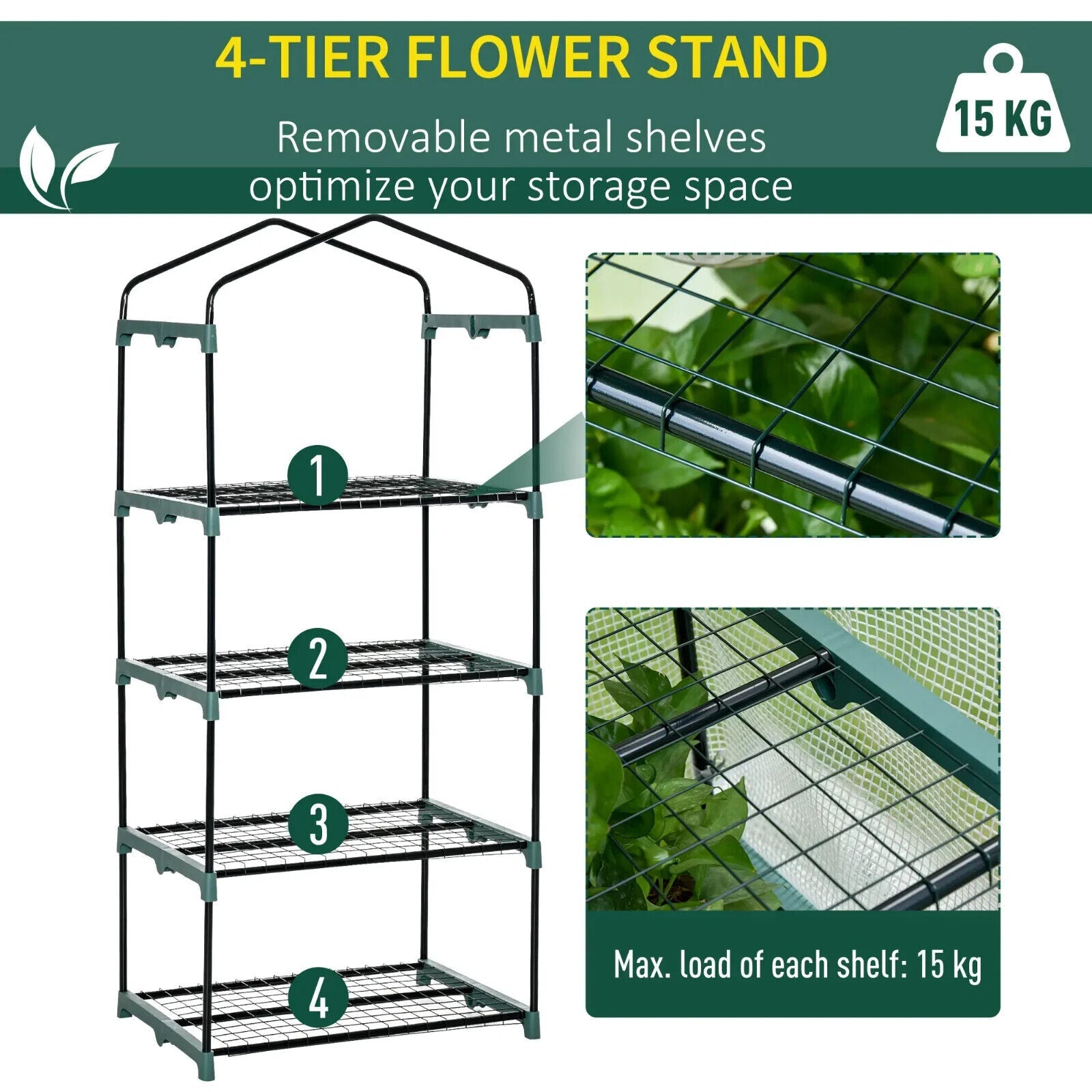 Portable 4 Tier Mini Greenhouse Plant Grow House Shed with Clear Cover Outdoor - Home and Garden Furniture Shop - #rustic - furniture#