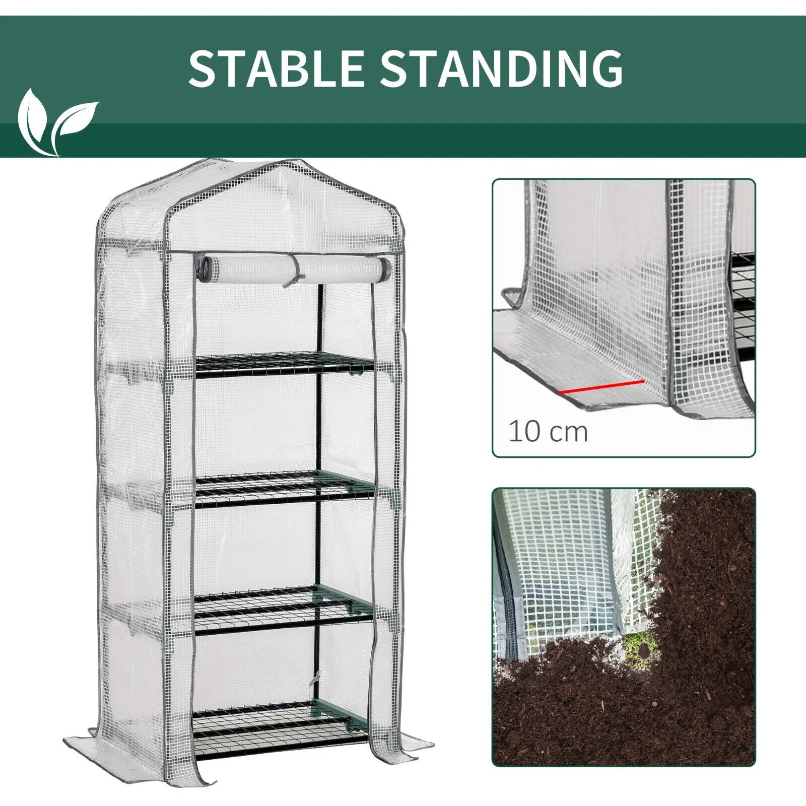 Portable 4 Tier Mini Greenhouse Plant Grow House Shed with Clear Cover Outdoor - Home and Garden Furniture Shop - #rustic - furniture#