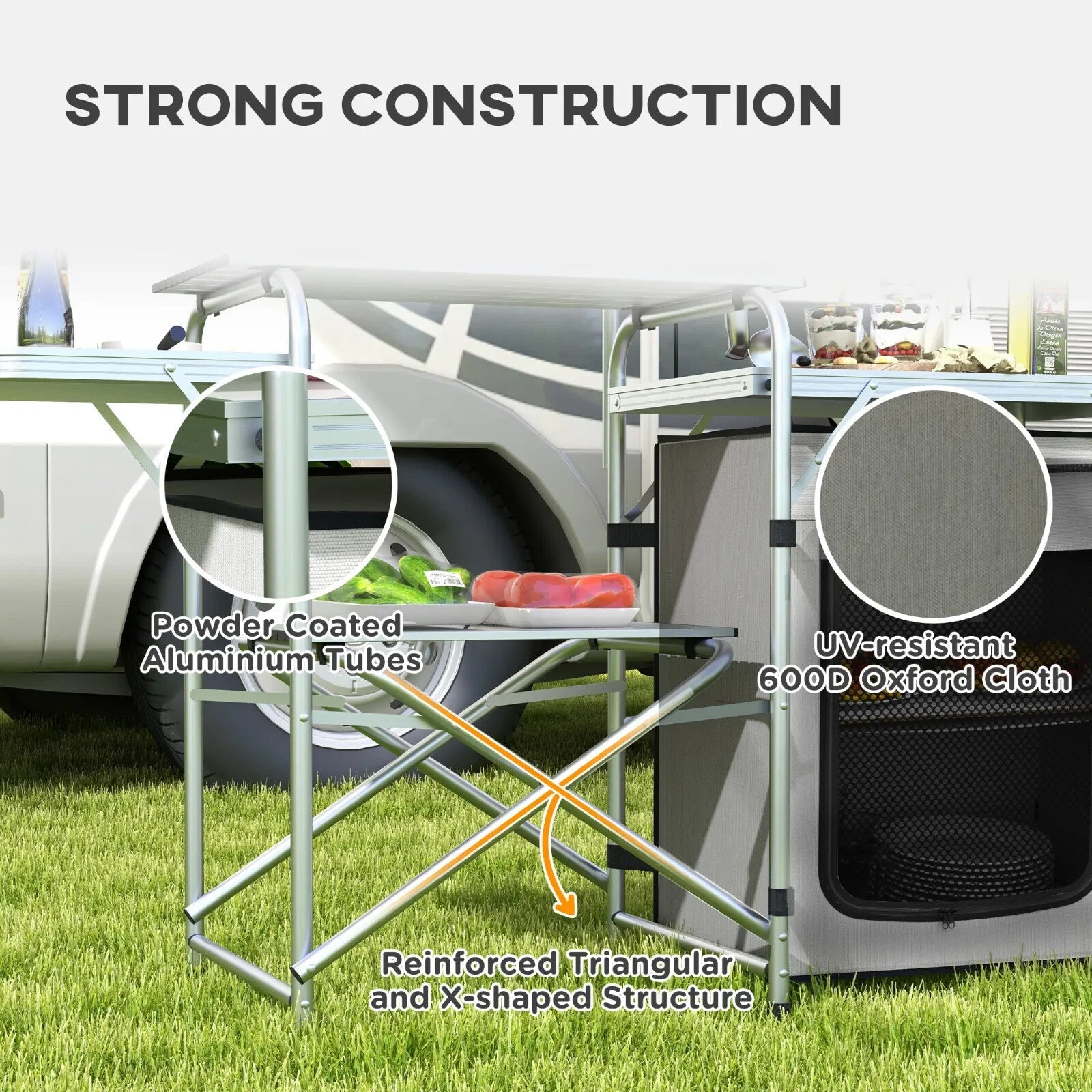 Portable Camping Kitchen Cupboard Folding Table Outdoor Cooking Station with Bag - Home and Garden Furniture Shop - rustic - furniture