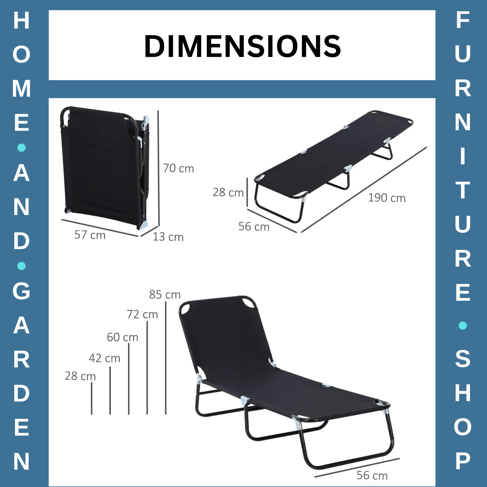 Portable Folding Sun Lounger with 3 Position Adjustable Backrest Recliner Chair - Home and Garden Furniture Shop - #rustic - furniture#