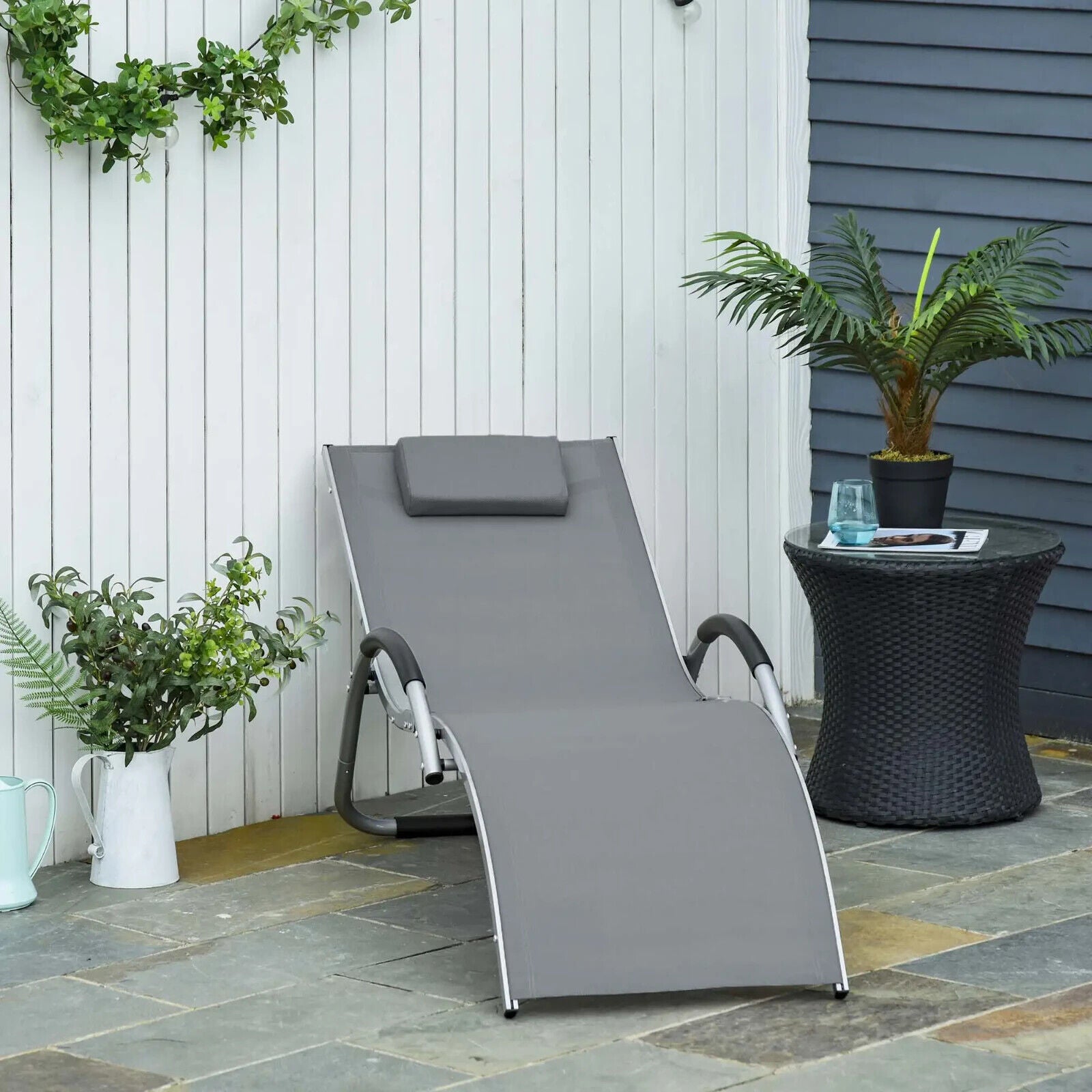 Portable Lounger Chair Armchair With Removable Pillow For Garden Beach Textline - Home and Garden Furniture Shop - #rustic - furniture#