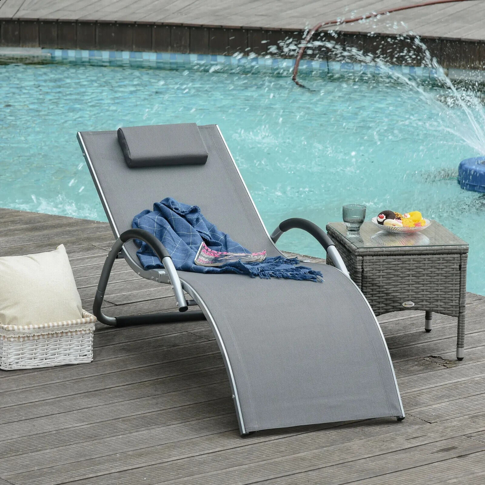 Portable Lounger Chair Armchair With Removable Pillow For Garden Beach Textline - Home and Garden Furniture Shop - #rustic - furniture#