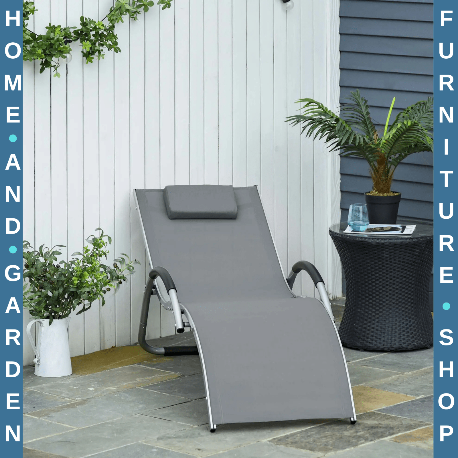Portable Lounger Chair Armchair With Removable Pillow For Garden Beach Textline - Home and Garden Furniture Shop - #rustic - furniture#