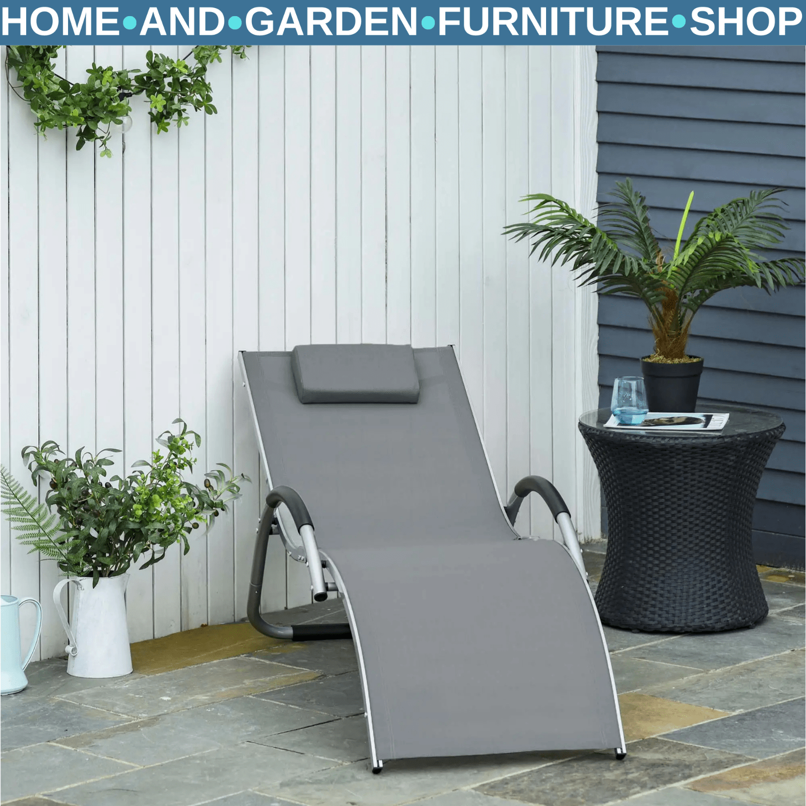 Portable Lounger Chair Armchair With Removable Pillow For Garden Beach Textline - Home and Garden Furniture Shop - #rustic - furniture#