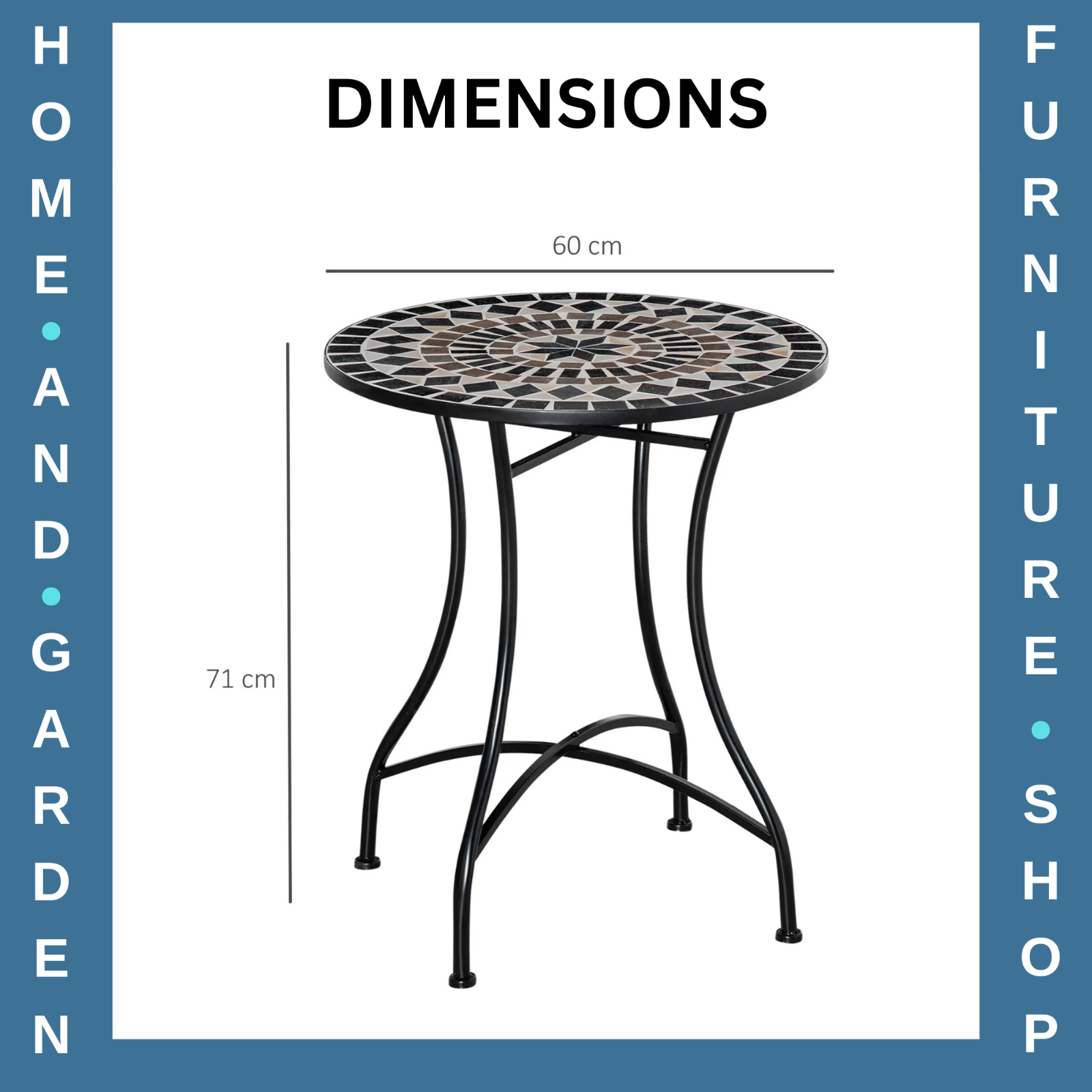 Portable Mosaic Round Bistro Table Outdoor Garden Side Table with Curved Leg - Home and Garden Furniture Shop - #rustic - furniture#