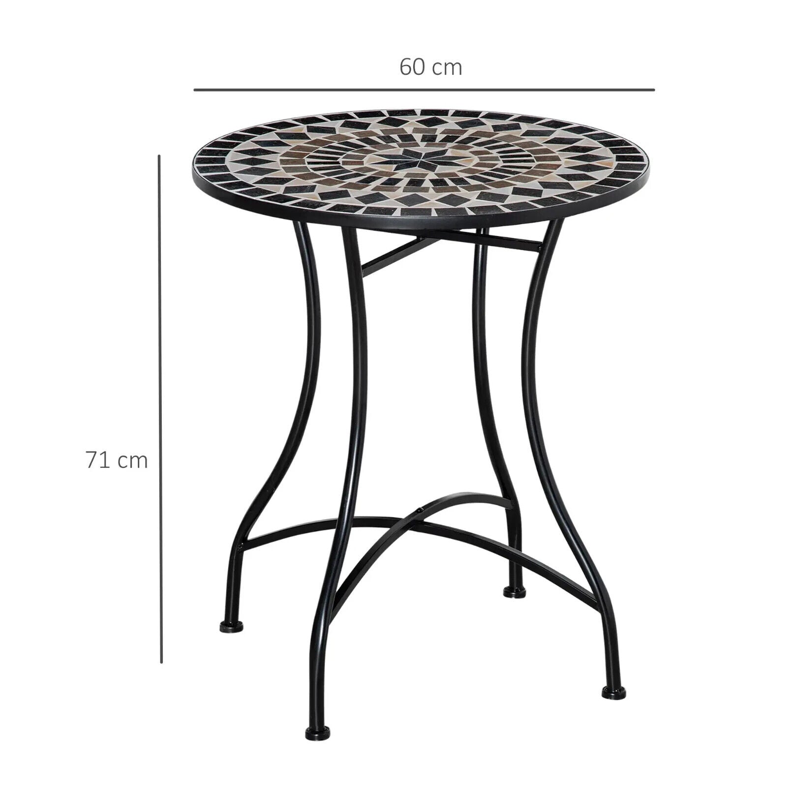 Portable Mosaic Round Bistro Table Outdoor Garden Side Table with Curved Leg - Home and Garden Furniture Shop - #rustic - furniture#