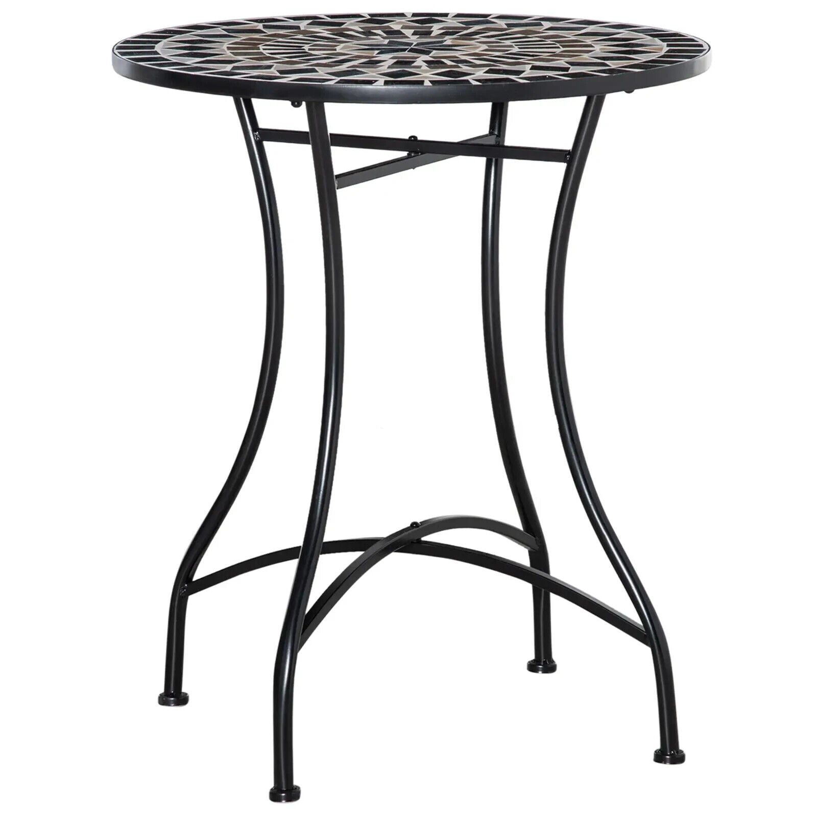 Portable Mosaic Round Bistro Table Outdoor Garden Side Table with Curved Leg - Home and Garden Furniture Shop - #rustic - furniture#