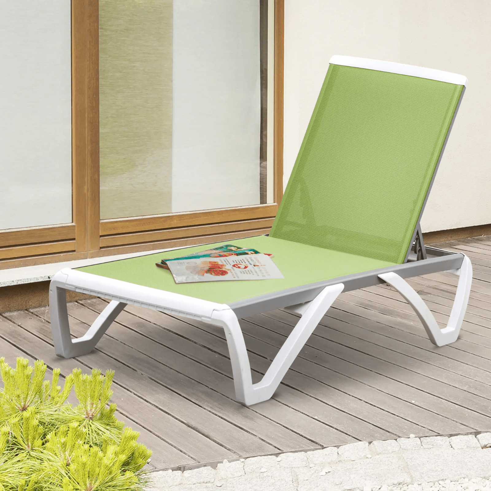 Portable Outdoor Sun Lounger with Adjustable Back and Breathable Texteline Seat - Home and Garden Furniture Shop - rustic - furniture