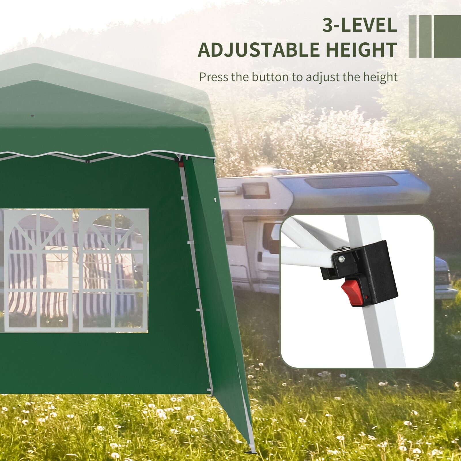 Portable Pop Up Gazebo Canopy Tent w/ Carry Bag Green Camping Shelter 2.4 x 2.4m - Home and Garden Furniture Shop - #rustic - furniture#
