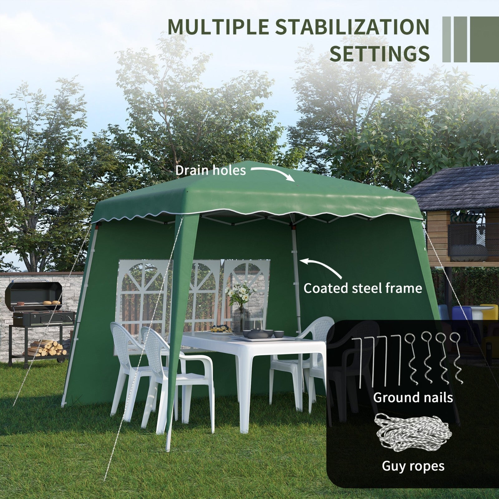 Portable Pop Up Gazebo Canopy Tent w/ Carry Bag Green Camping Shelter 2.4 x 2.4m - Home and Garden Furniture Shop - rustic - furniture