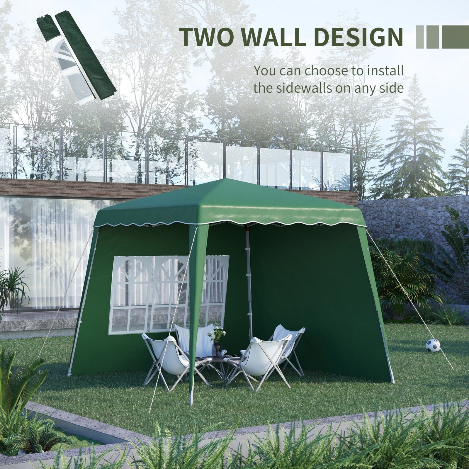 Portable Pop Up Gazebo Canopy Tent w/ Carry Bag Green Camping Shelter 2.4 x 2.4m - Home and Garden Furniture Shop - rustic - furniture