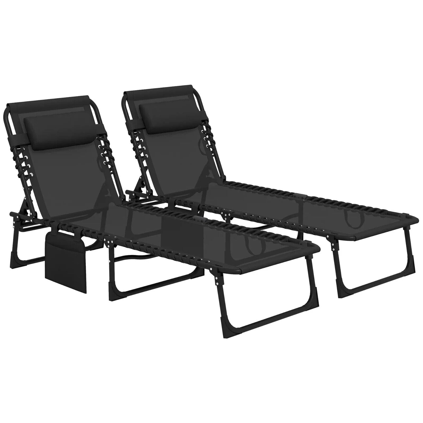 Portable Sun Lounger Set of 2 Folding Beds with 5 Position Adjustable Backrest - Home and Garden Furniture Shop - #rustic - furniture#