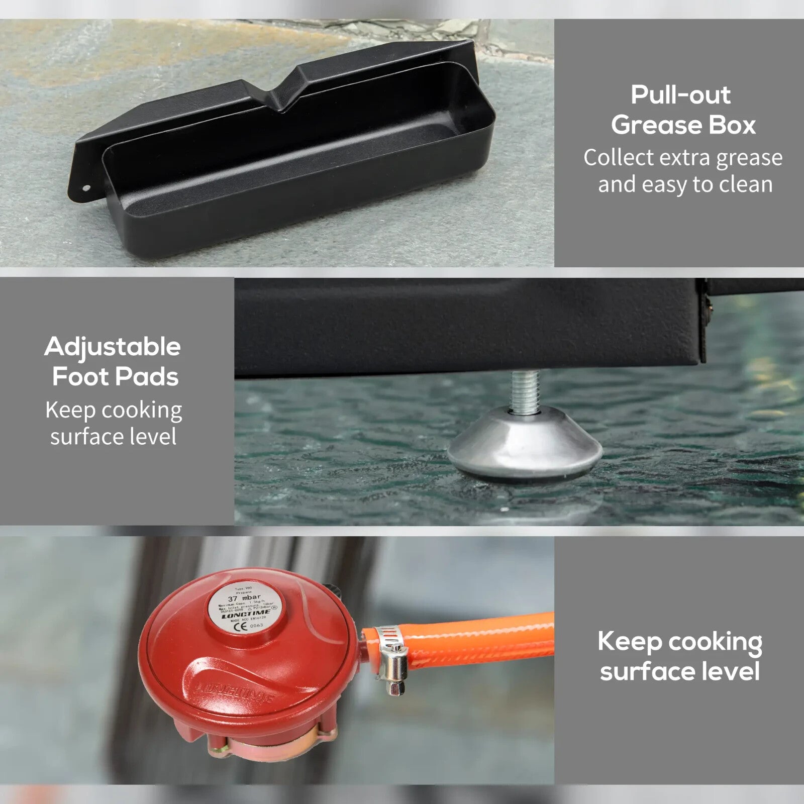 Portable Tabletop Gas Grill with 2 Burner 10kW Non - stick Griddle for BBQ Camping - Home and Garden Furniture Shop - rustic - furniture