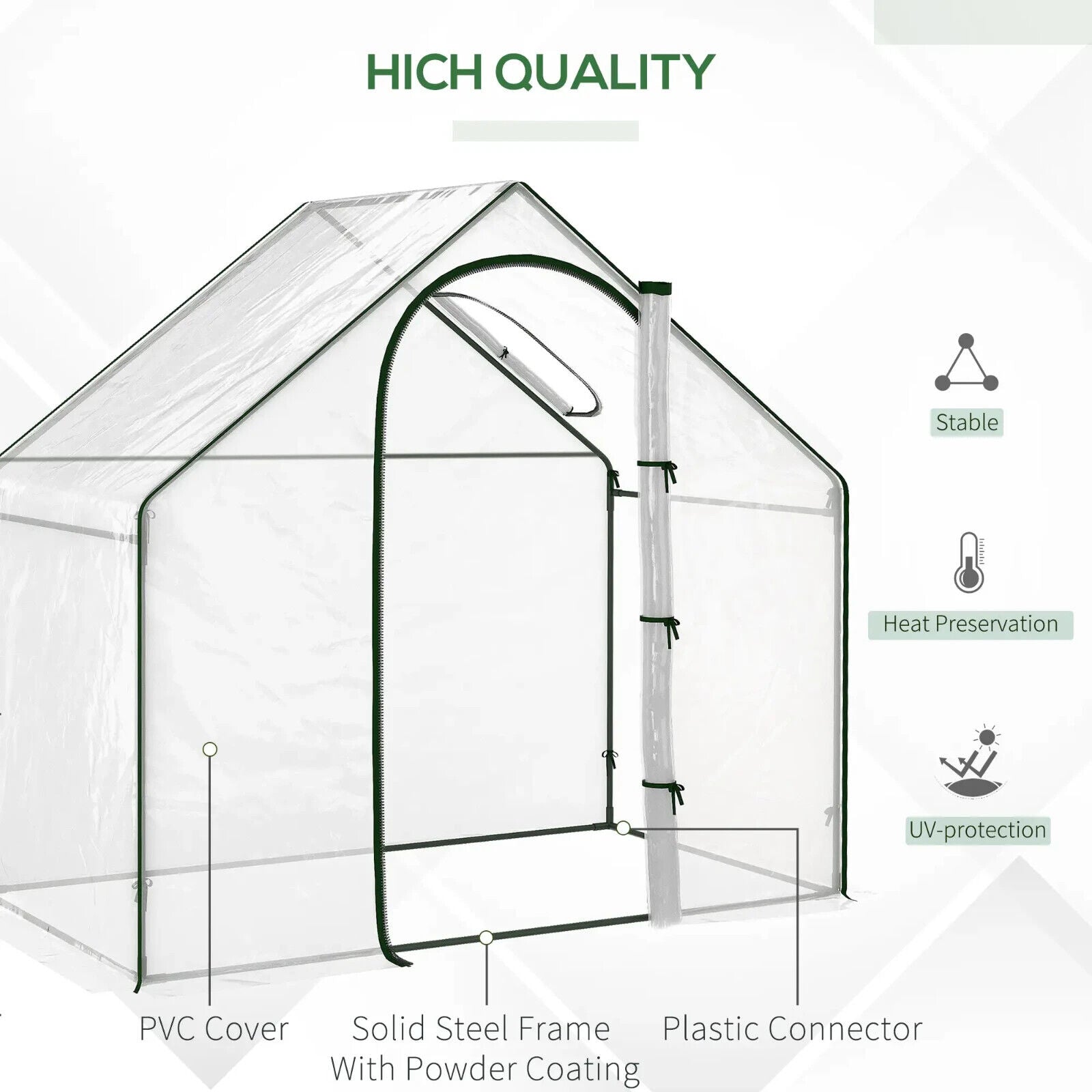 PVC Greenhouse Garden Outdoor Planter Steel Frame Zip Door Window 180x100x168 cm - Home and Garden Furniture Shop - #rustic - furniture#