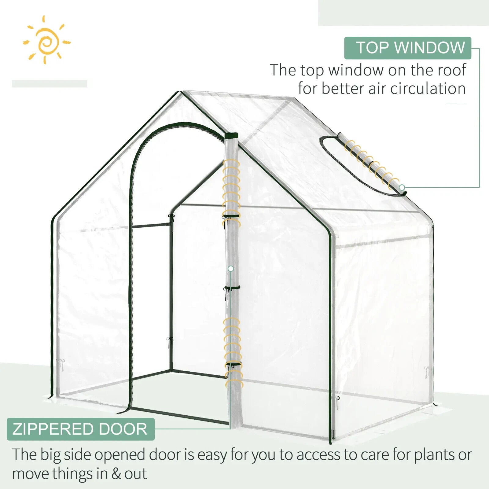 PVC Greenhouse Garden Outdoor Planter Steel Frame Zip Door Window 180x100x168 cm - Home and Garden Furniture Shop - #rustic - furniture#