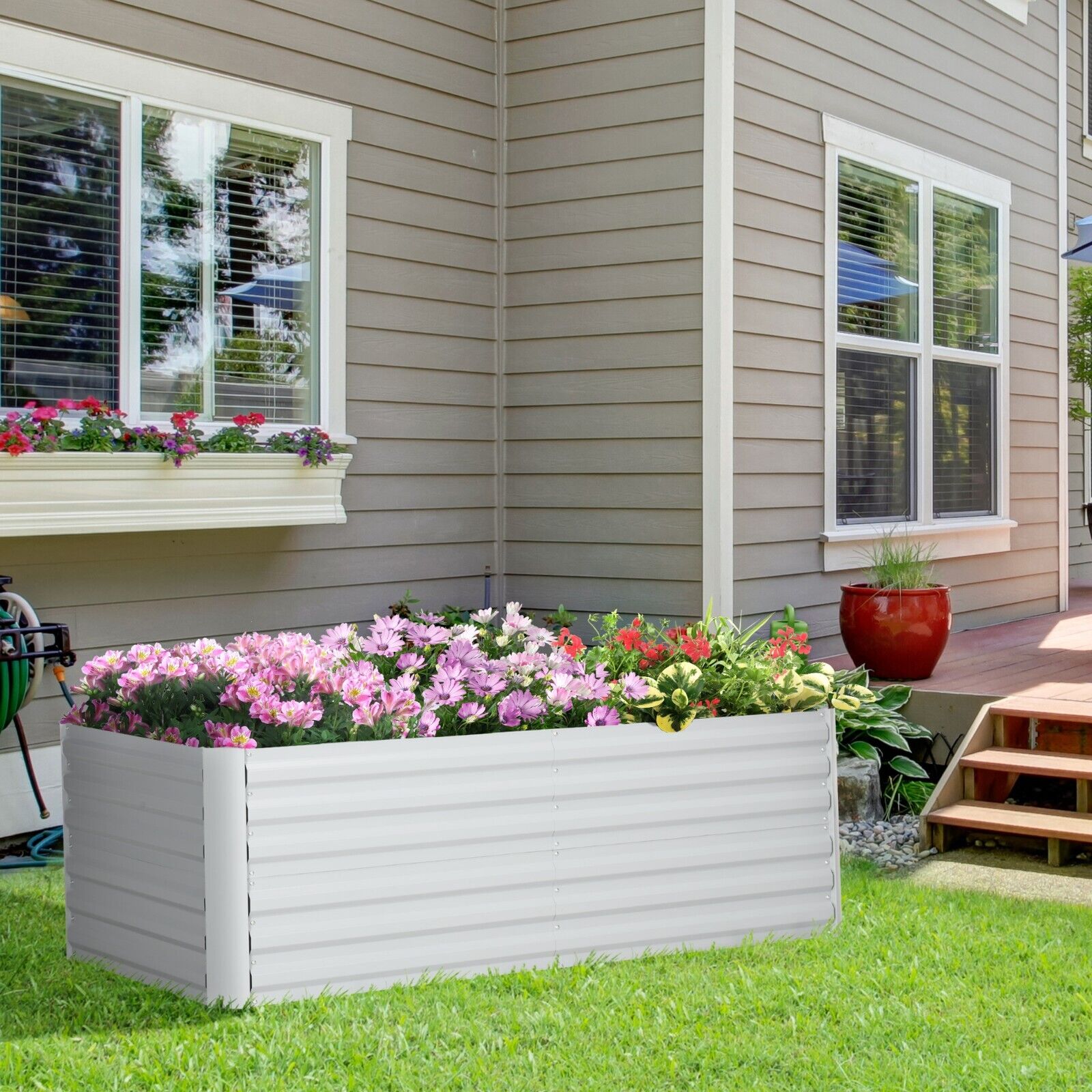 Raised Beds for Garden Galvanised Steel Outdoor Planters with Reinforced Rods - Home and Garden Furniture Shop - #rustic - furniture#