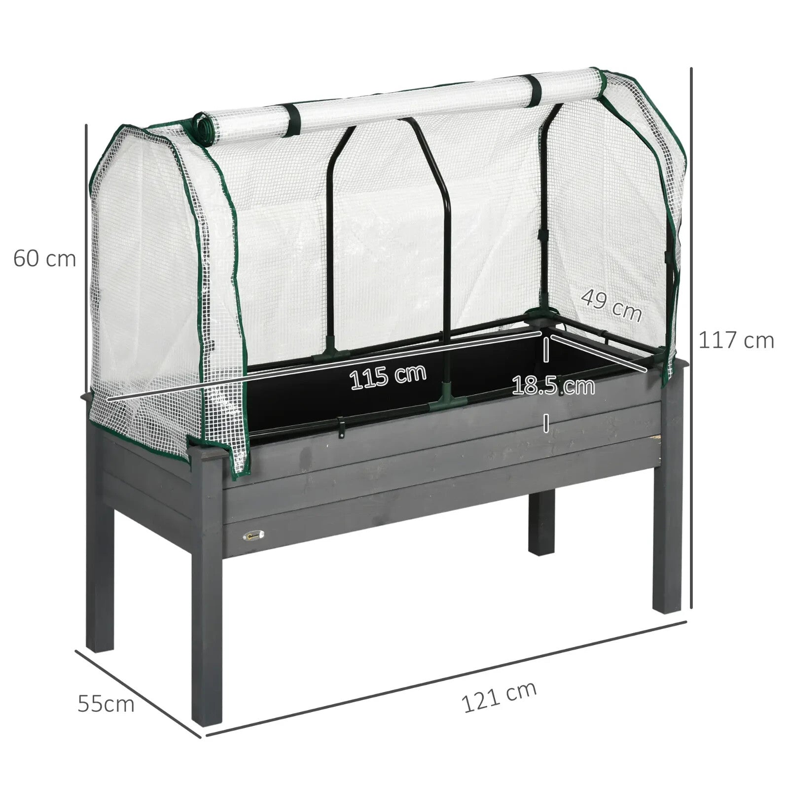 Raised Box Planter Bed PE Cover UV Resistant with Roll - Up Zipper Door Dark Grey - Home and Garden Furniture Shop - rustic - furniture