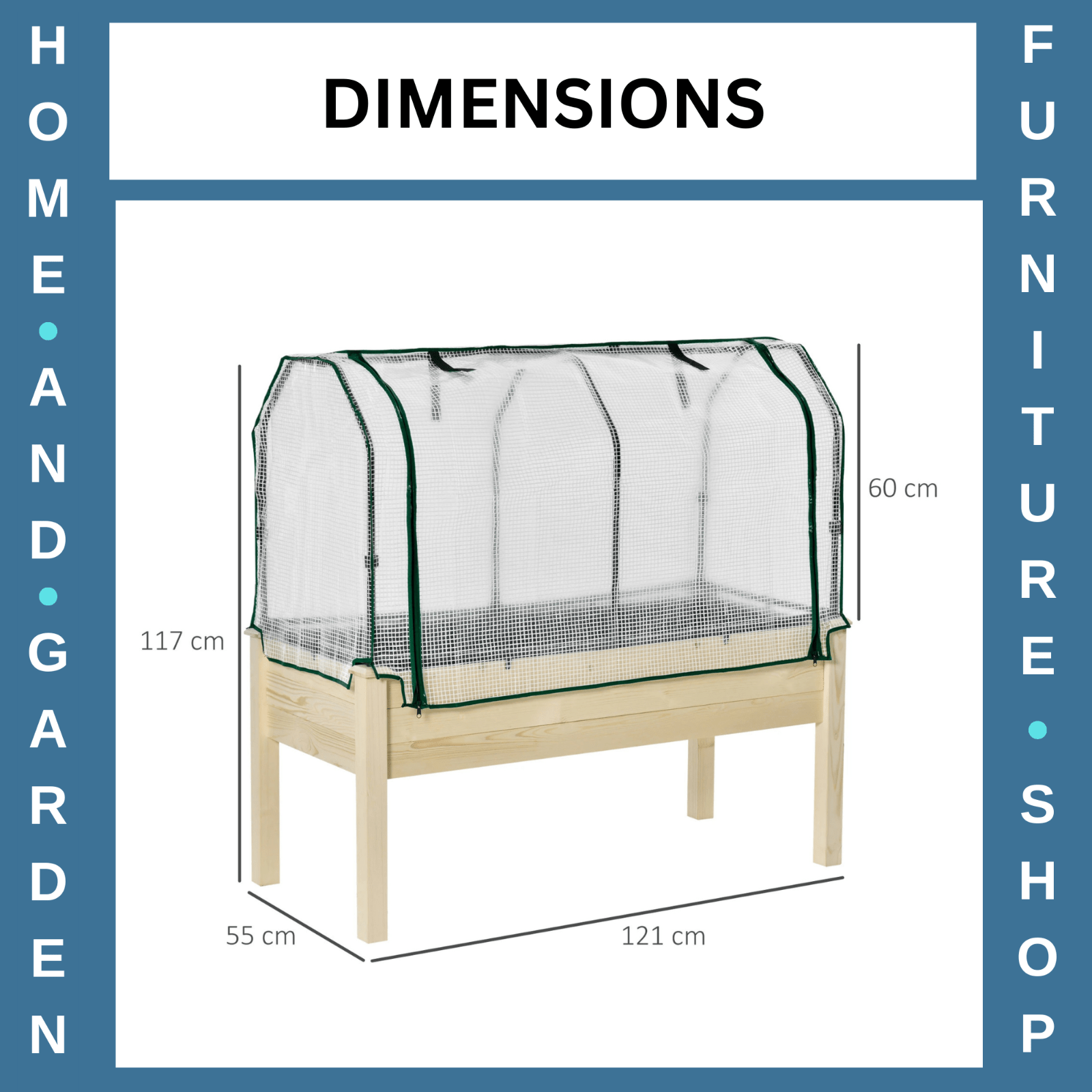Raised Garden Bed Elevated Wood Planter Box with PE Cover Outdoor 121x55x117 cm - Home and Garden Furniture Shop - rustic - furniture