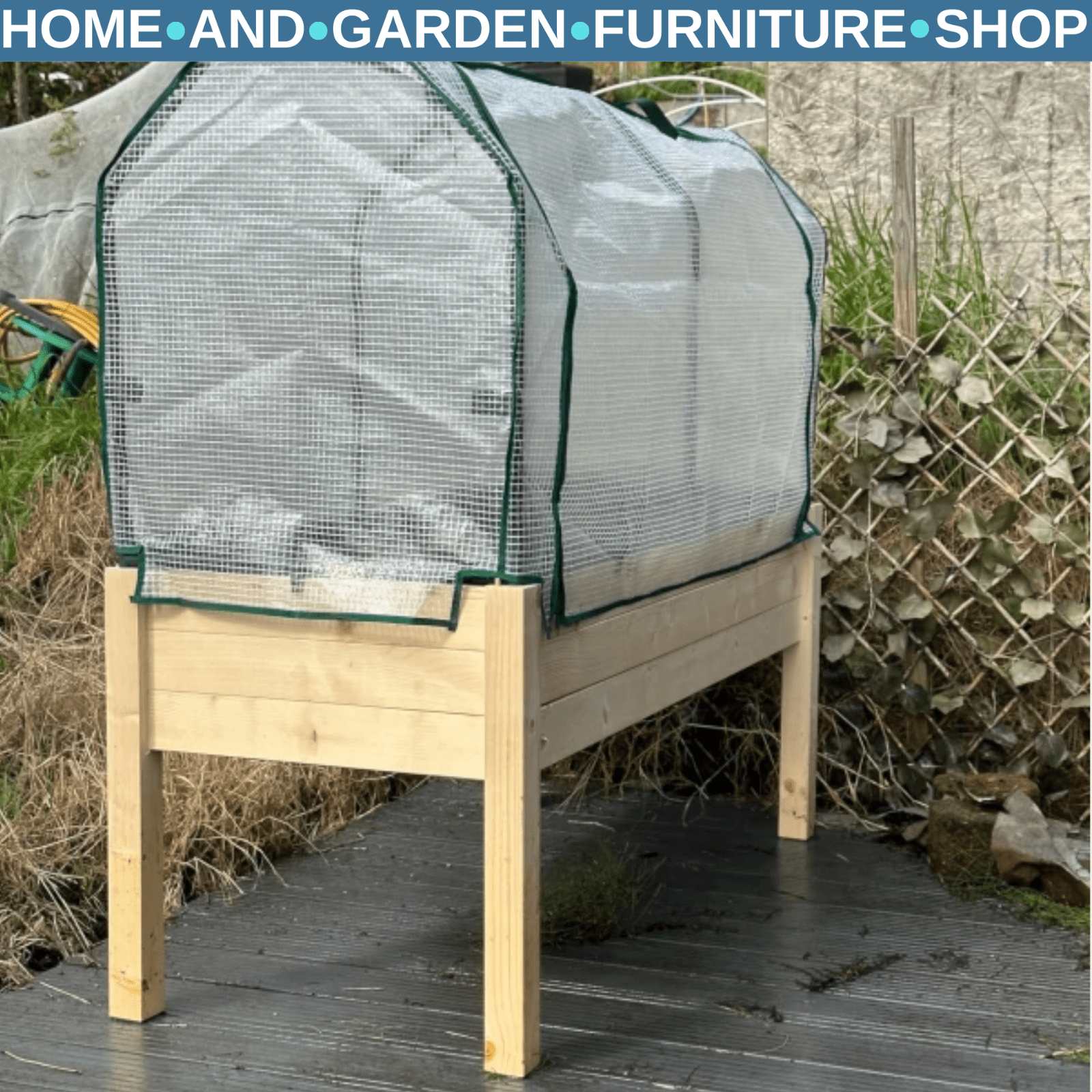 Raised Garden Bed Elevated Wood Planter Box with PE Cover Outdoor 121x55x117 cm - Home and Garden Furniture Shop - rustic - furniture