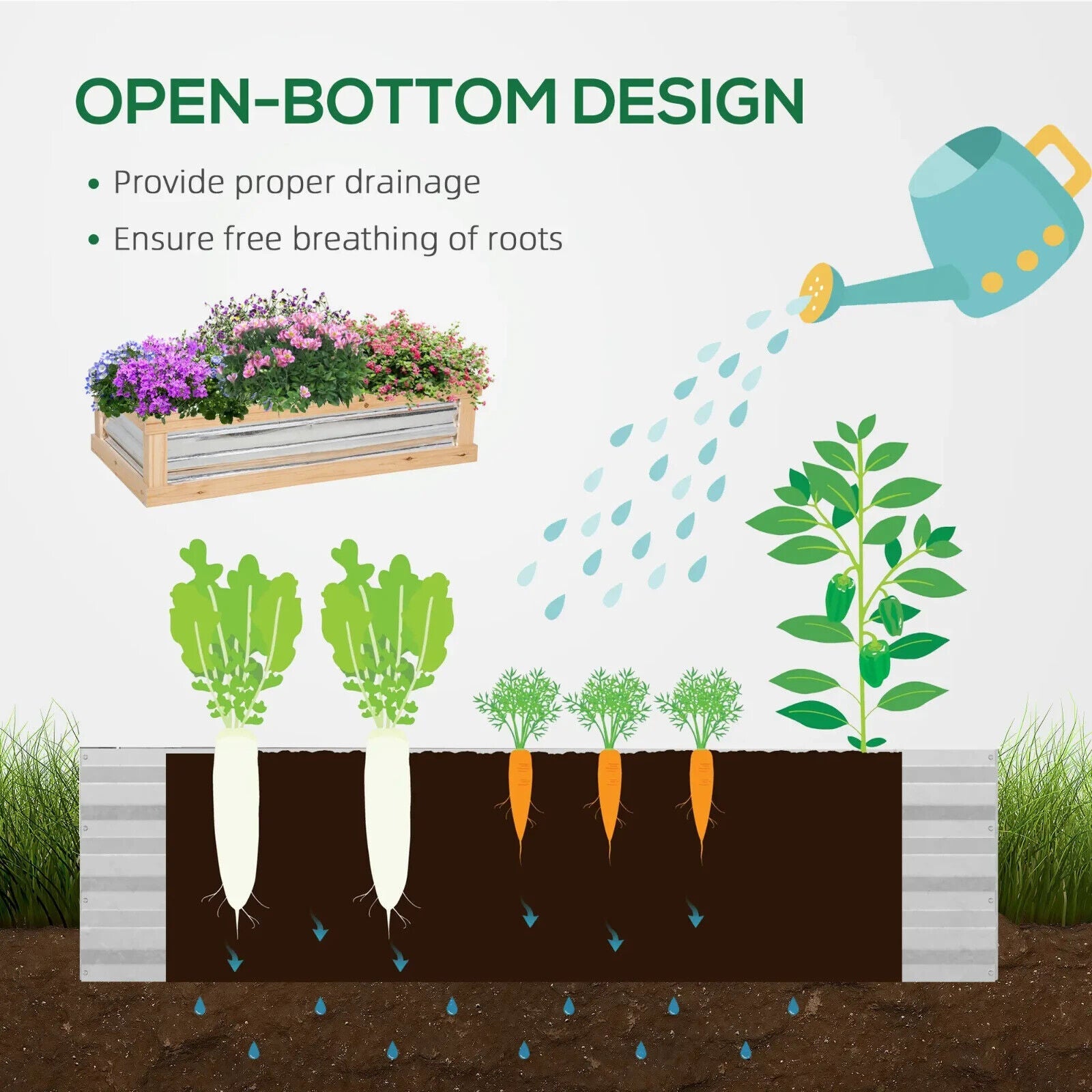Raised Garden Bed Kit with Greenhouse Wooden Cold Frame Planter Box Outdoor Use - Home and Garden Furniture Shop - #rustic - furniture#