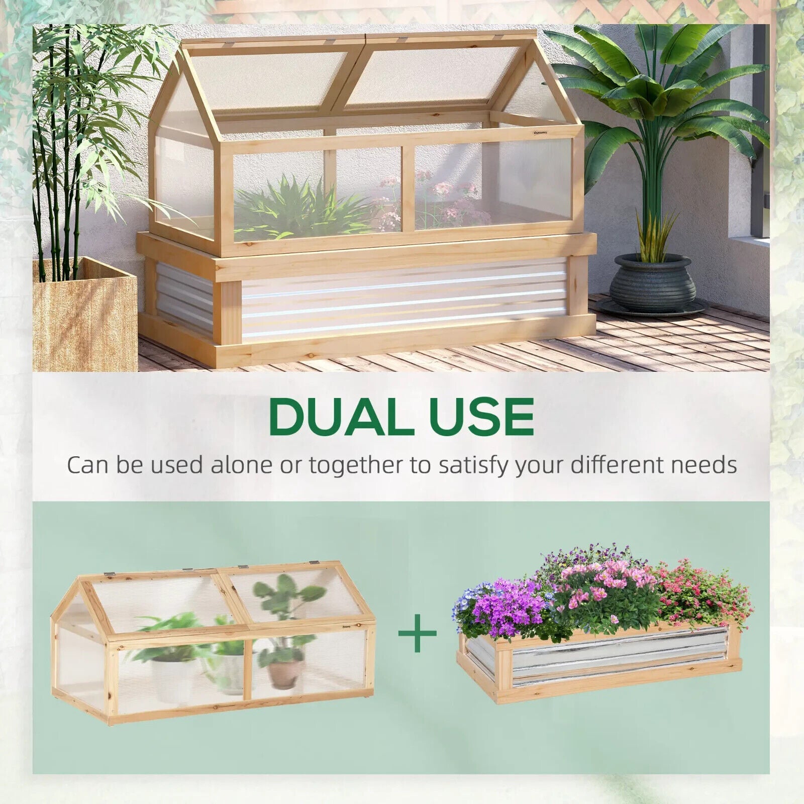 Raised Garden Bed Kit with Greenhouse Wooden Cold Frame Planter Box Outdoor Use - Home and Garden Furniture Shop - #rustic - furniture#