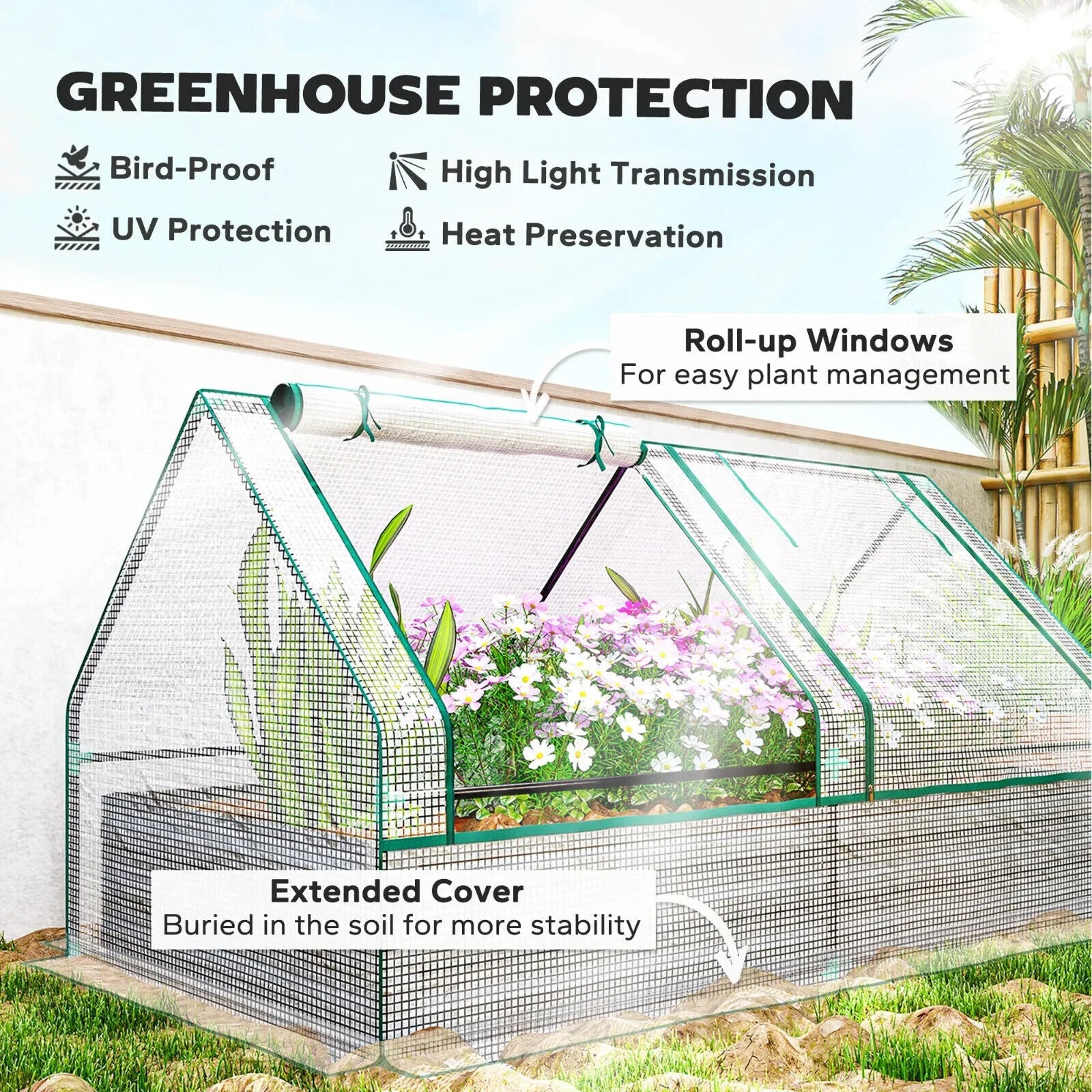 Raised Garden Bed Planter Box 185Lx95Wx92Hcm w/Greenhouse for Herbs &Vegetables - Home and Garden Furniture Shop - #rustic - furniture#
