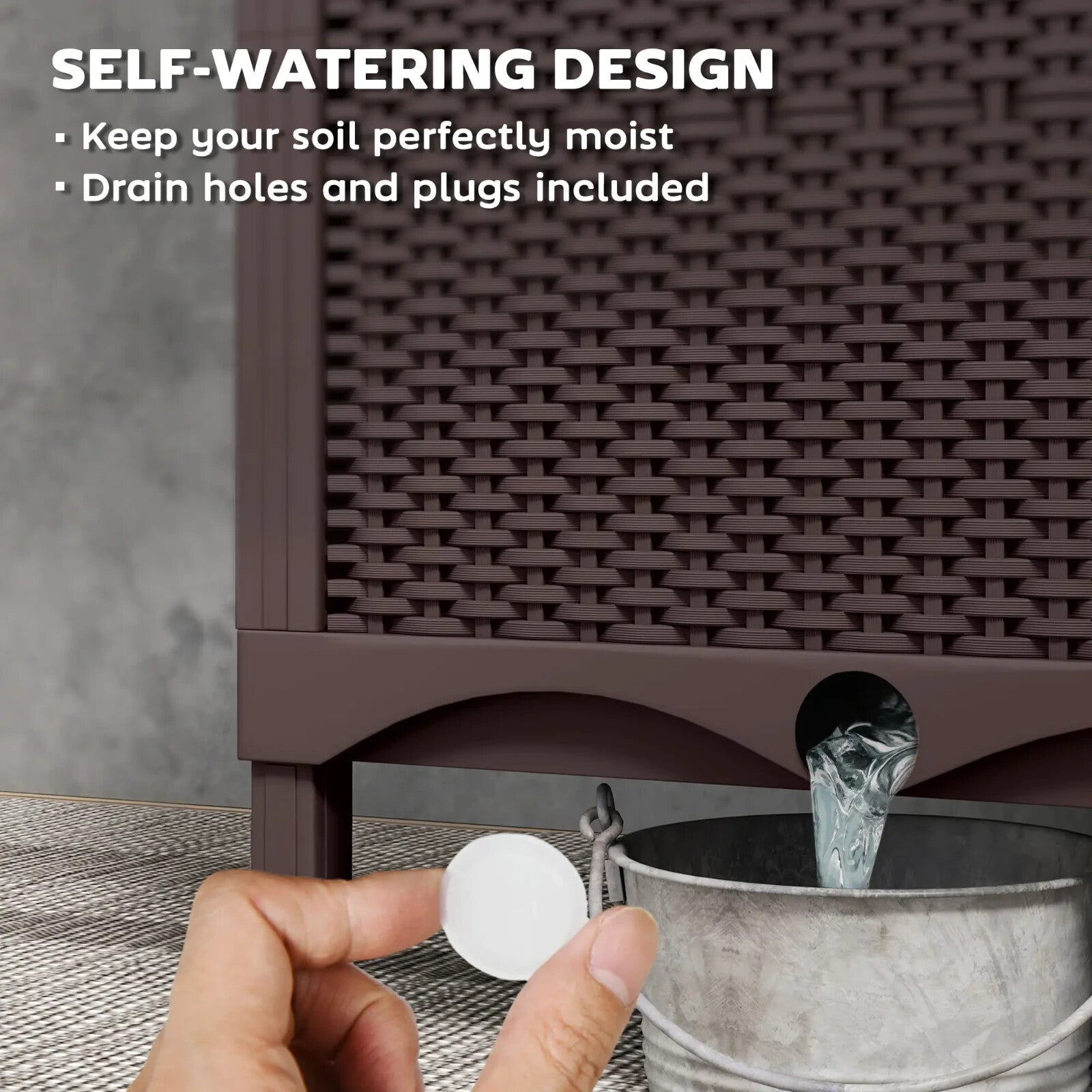 Raised Garden Bed, Trellis Plastic Planter Box with Drainage for Climbing Plants - Home and Garden Furniture Shop - rustic - furniture