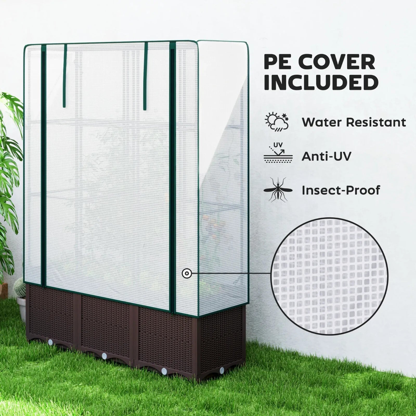 Raised Garden Bed, Trellis Plastic Planter Box with Drainage for Climbing Plants - Home and Garden Furniture Shop - rustic - furniture